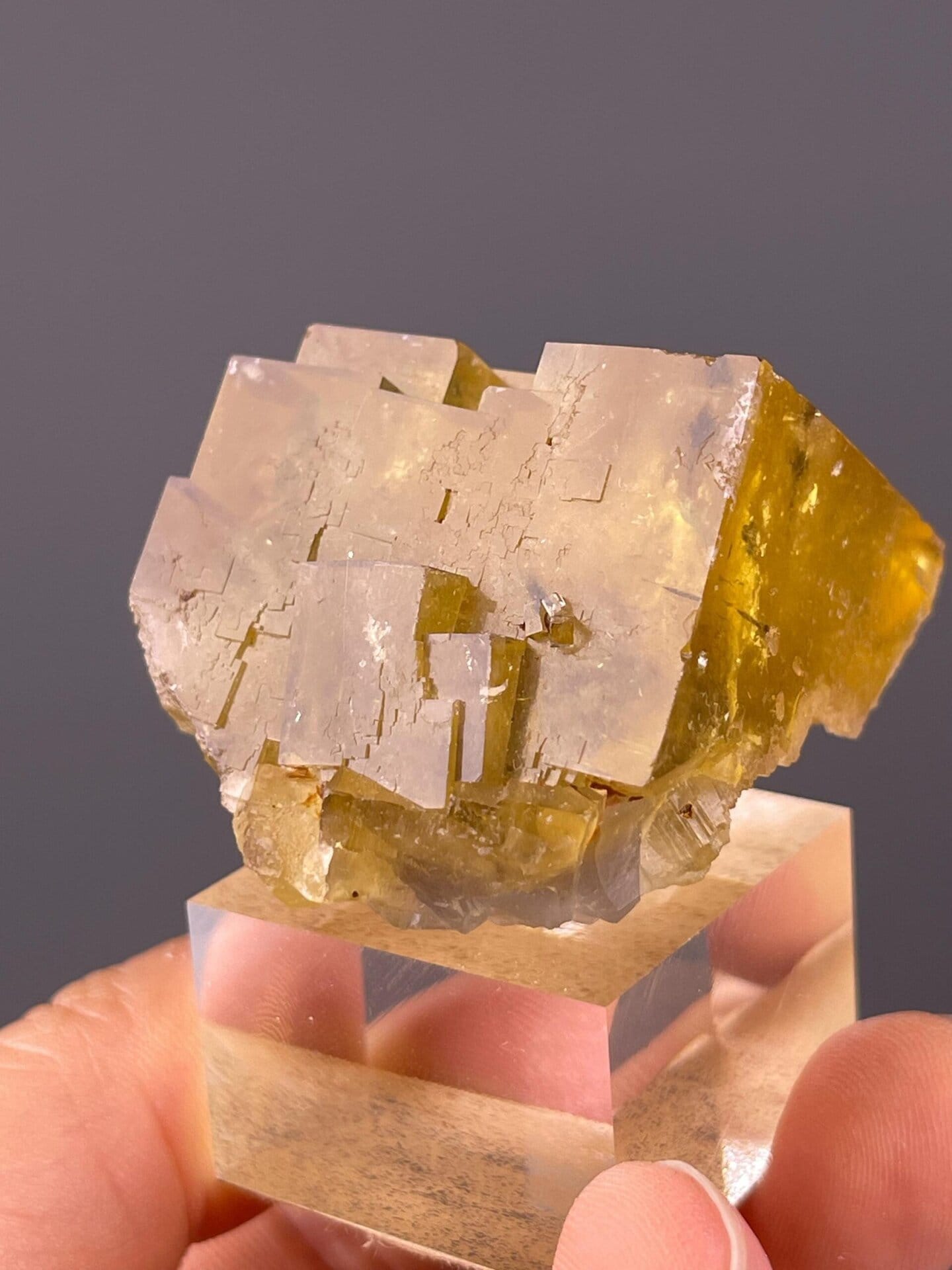 Natural twinned fluorite with dissolved face, Beijing