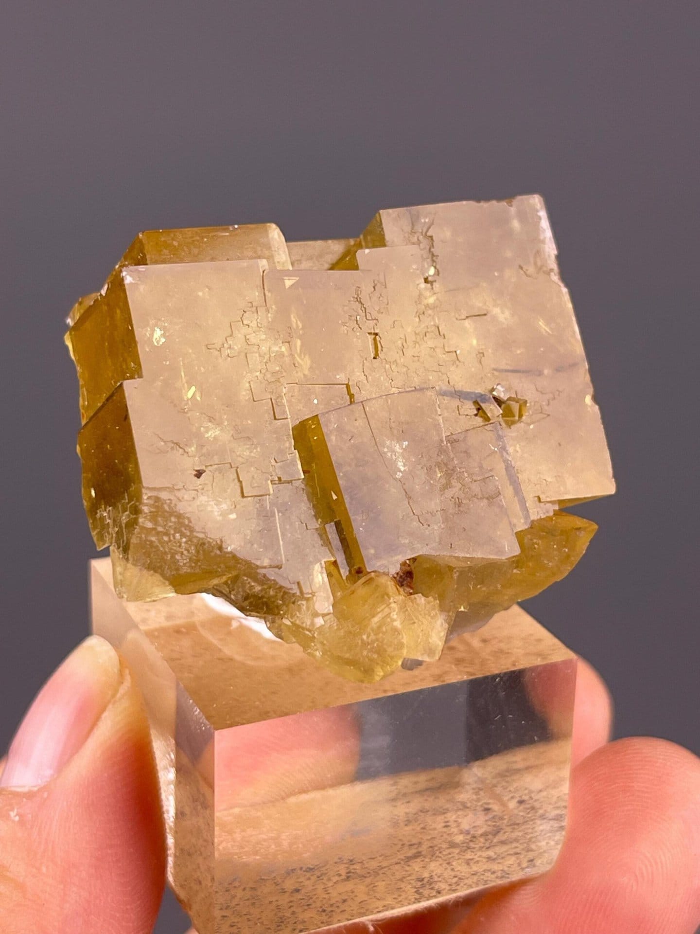 Fluorite CaF2 isometric twinned yellow crystal, Beijing