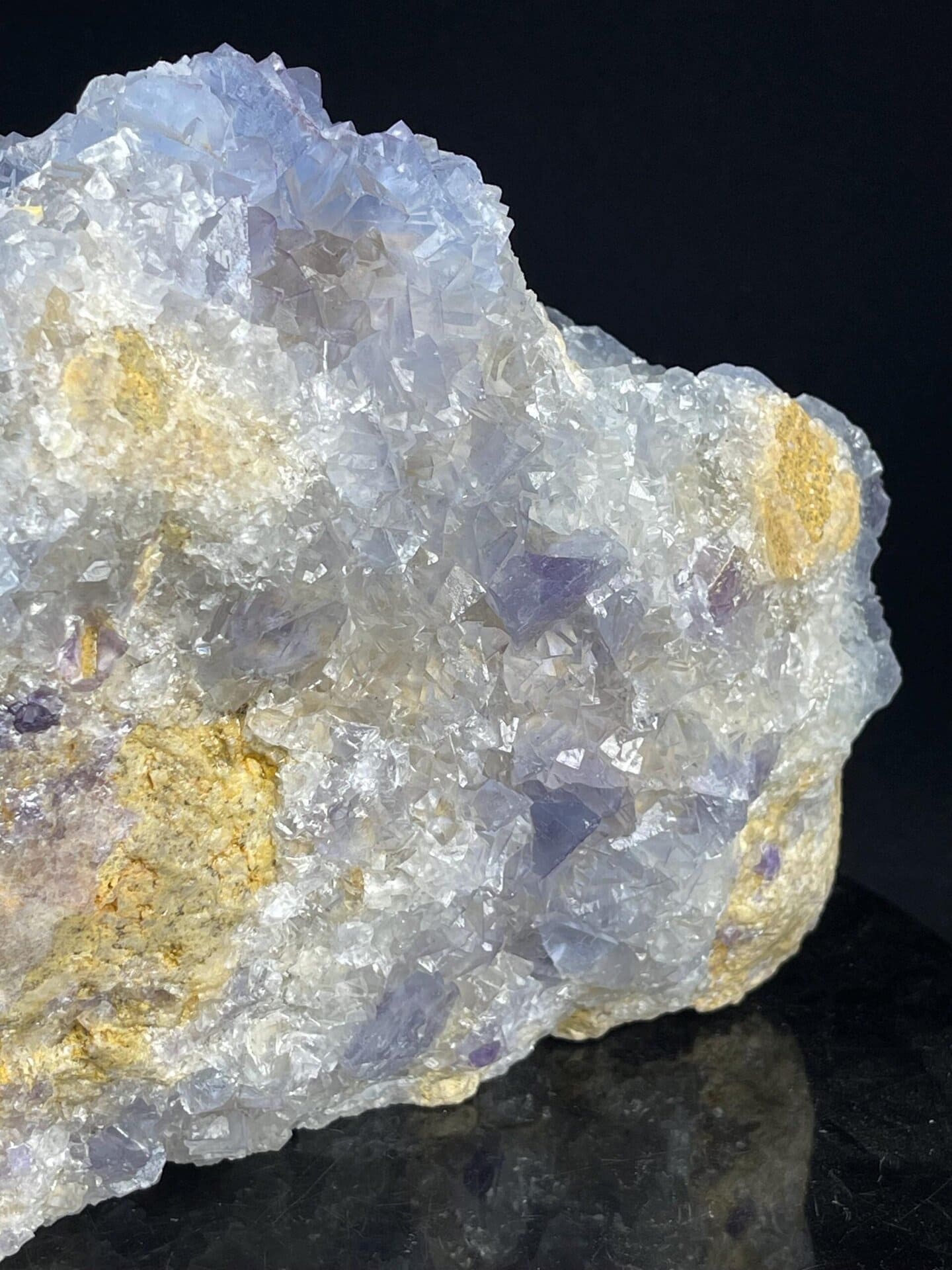 Natural two-tone blue gold calcite carving, house set
