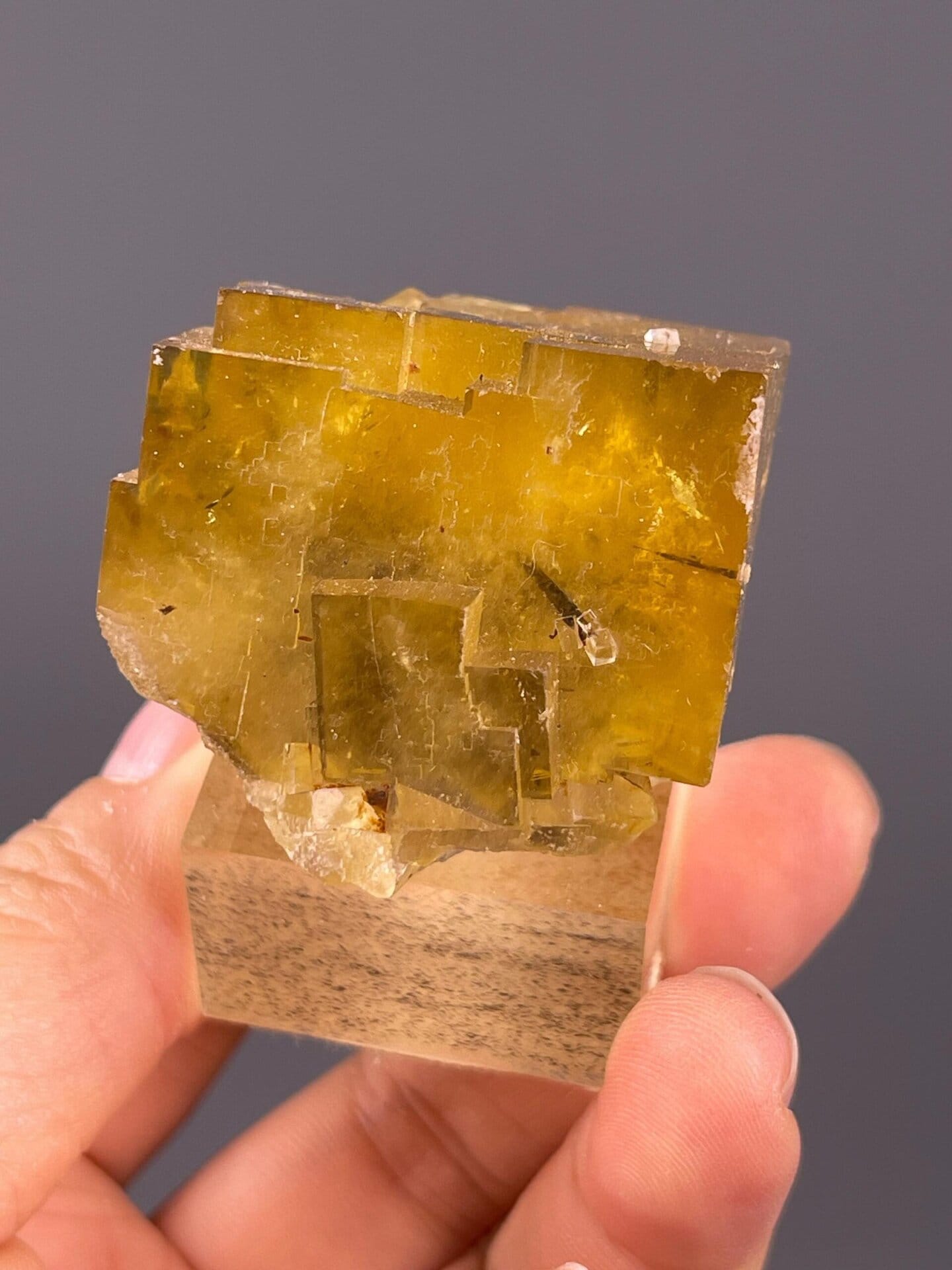 Vivid golden yellow twinned fluorite from Beijing locality