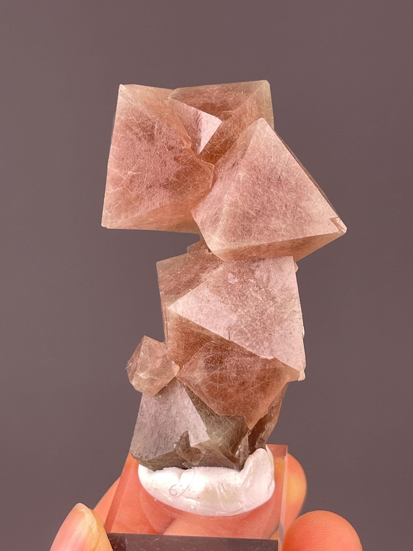 Red fluorite octahedral crystal cluster from Inner Mongolia