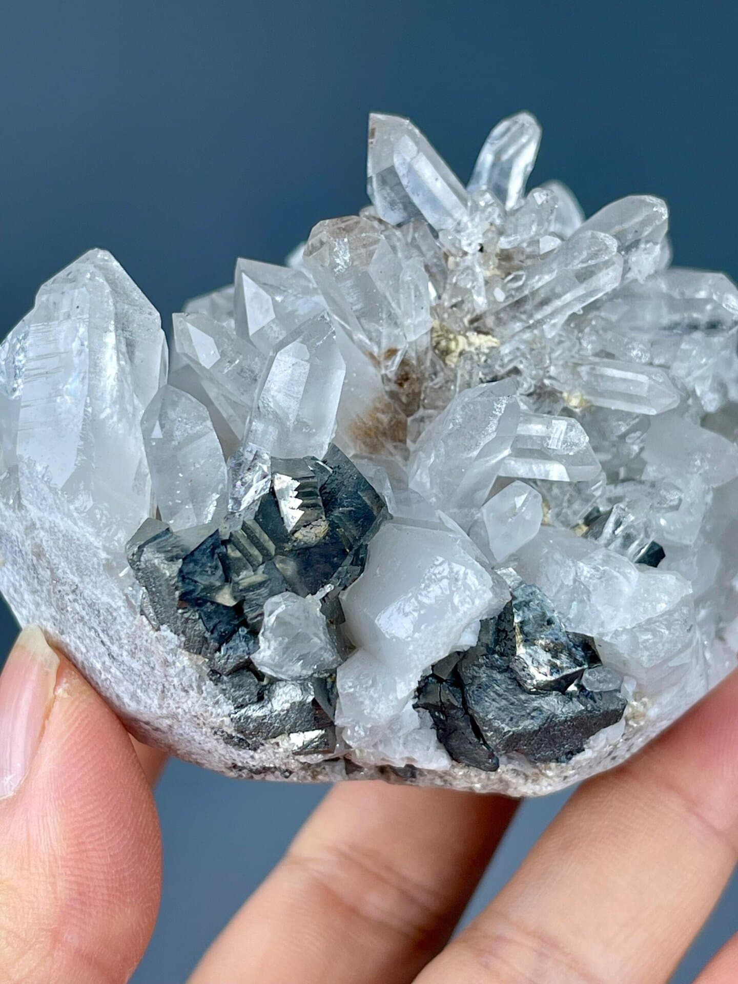 Pillar crystal formations coated in golden pyrite, YGX