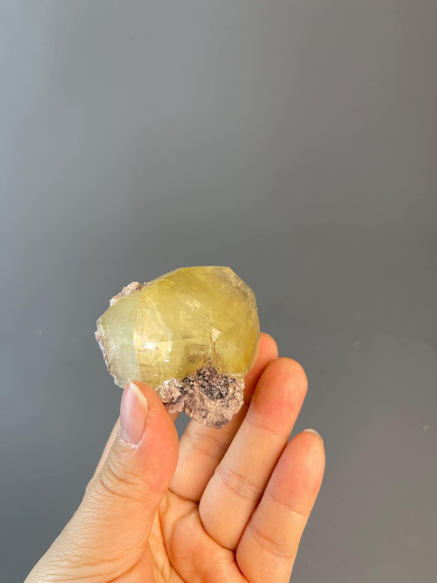 Light through translucent yellow calcite crystal