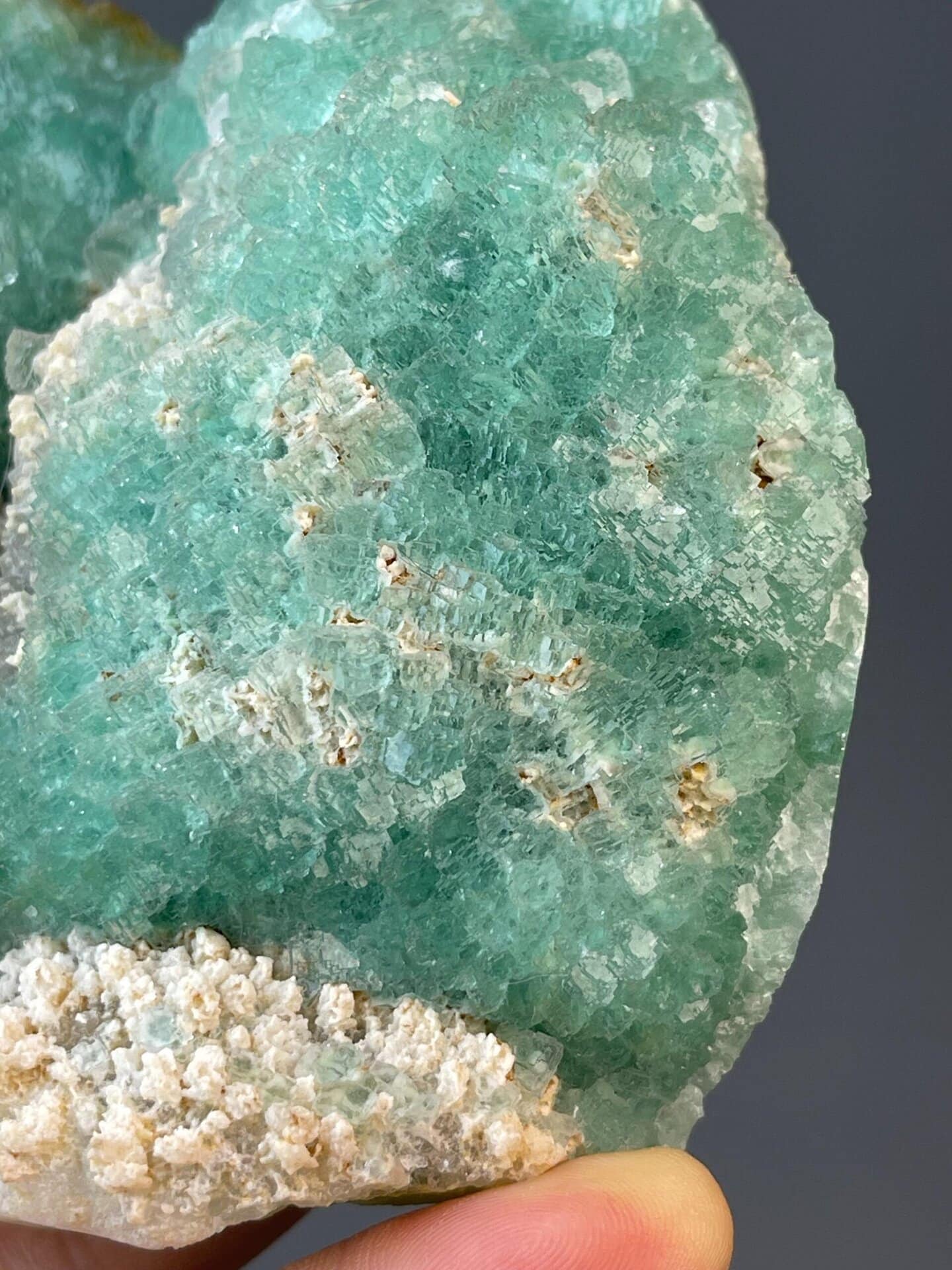 Green fluorite isometric stepped sphere habit, Hunan