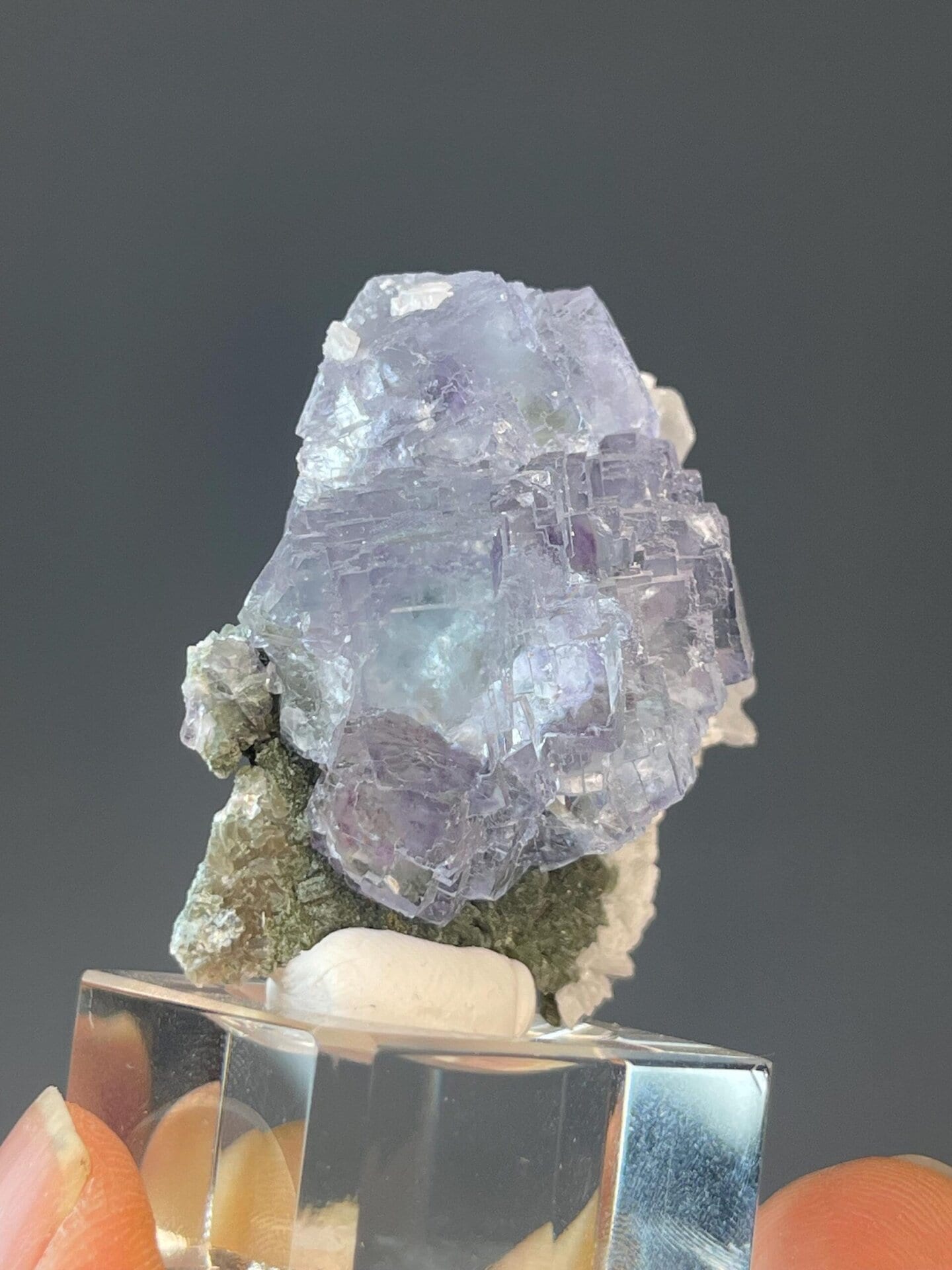 Scale view of 1.7x1.3x0.9 in phantom fluorite specimen