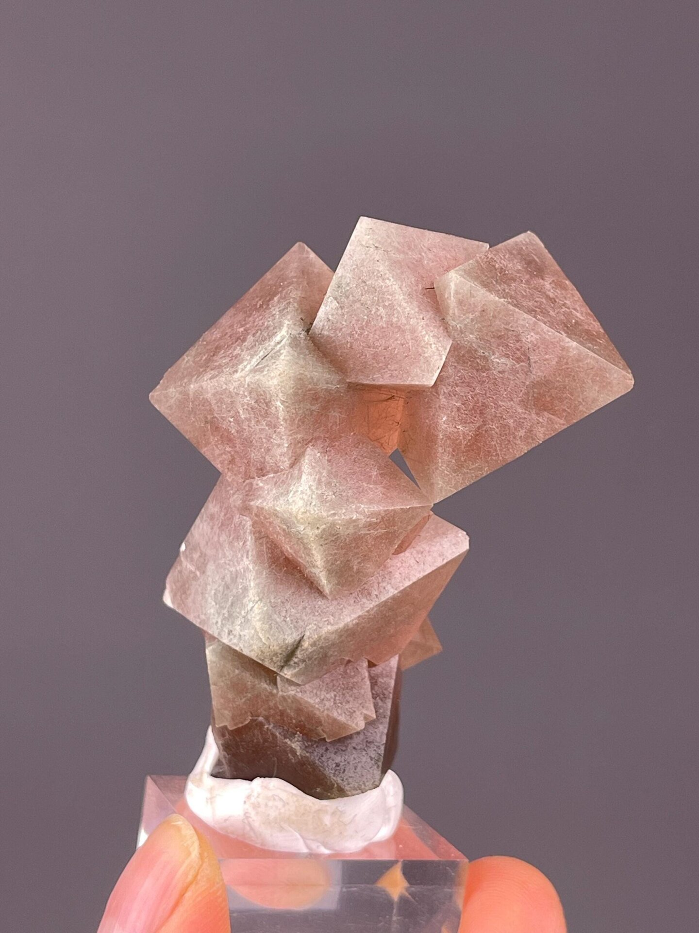 Scale view of 2.5x1.1x1.1 in red fluorite cluster