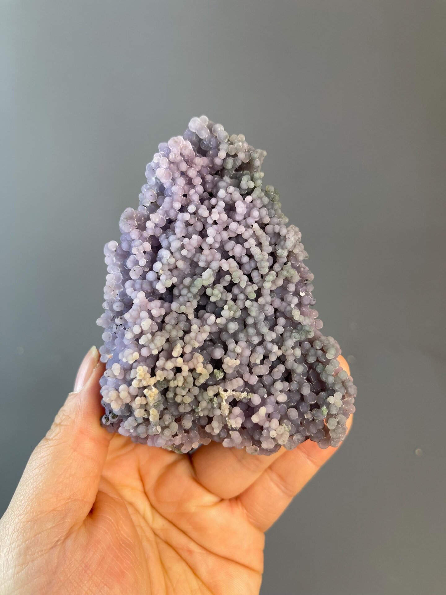 Side view of multicolor grape agate cluster, Indonesia