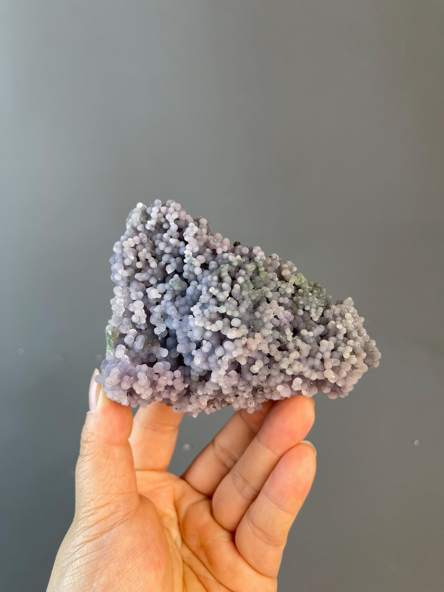Top view of multicolor grape agate cluster, Indonesia