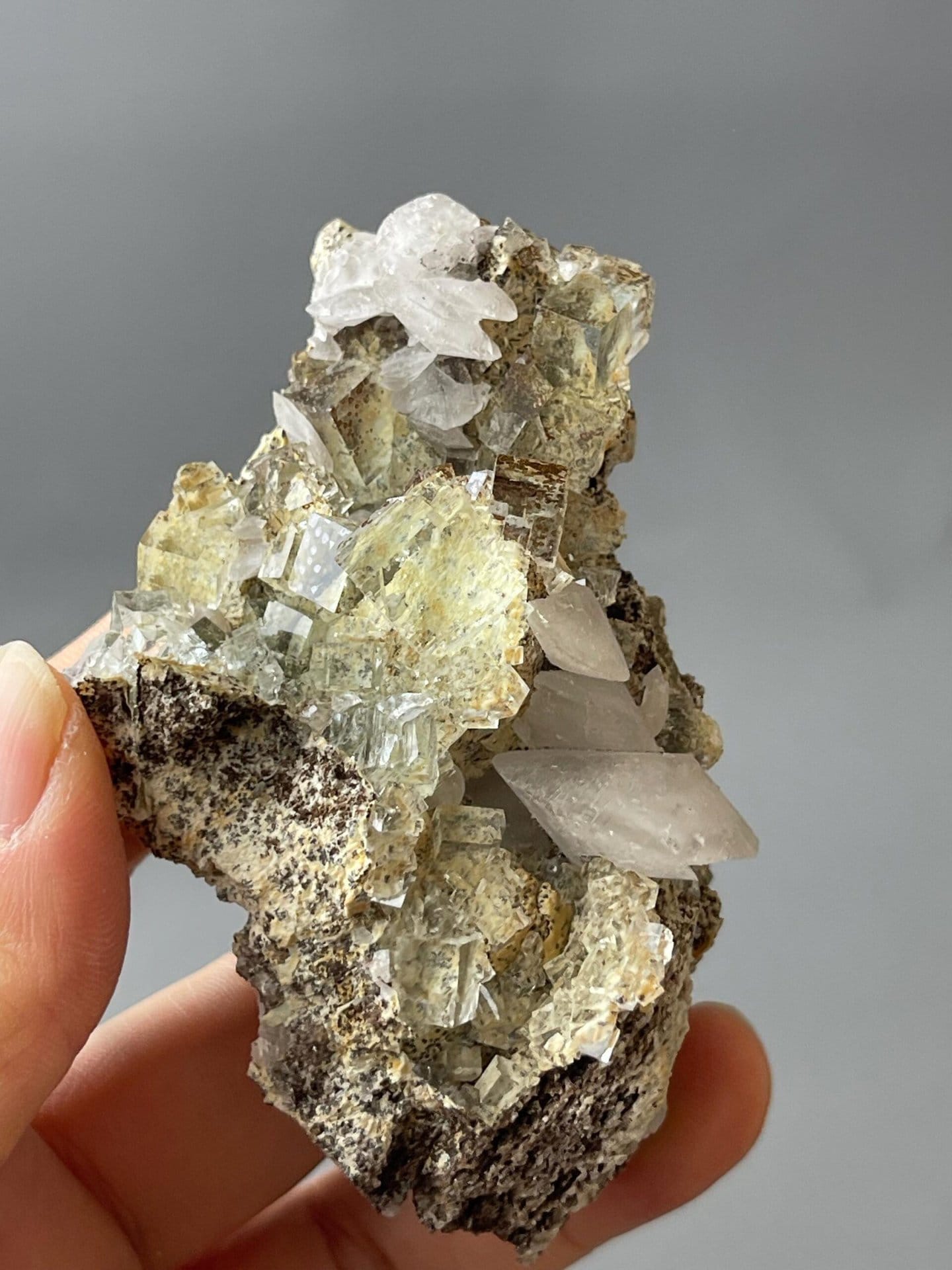 Top view of leopard-pattern fluorite from Xianghualing Mine