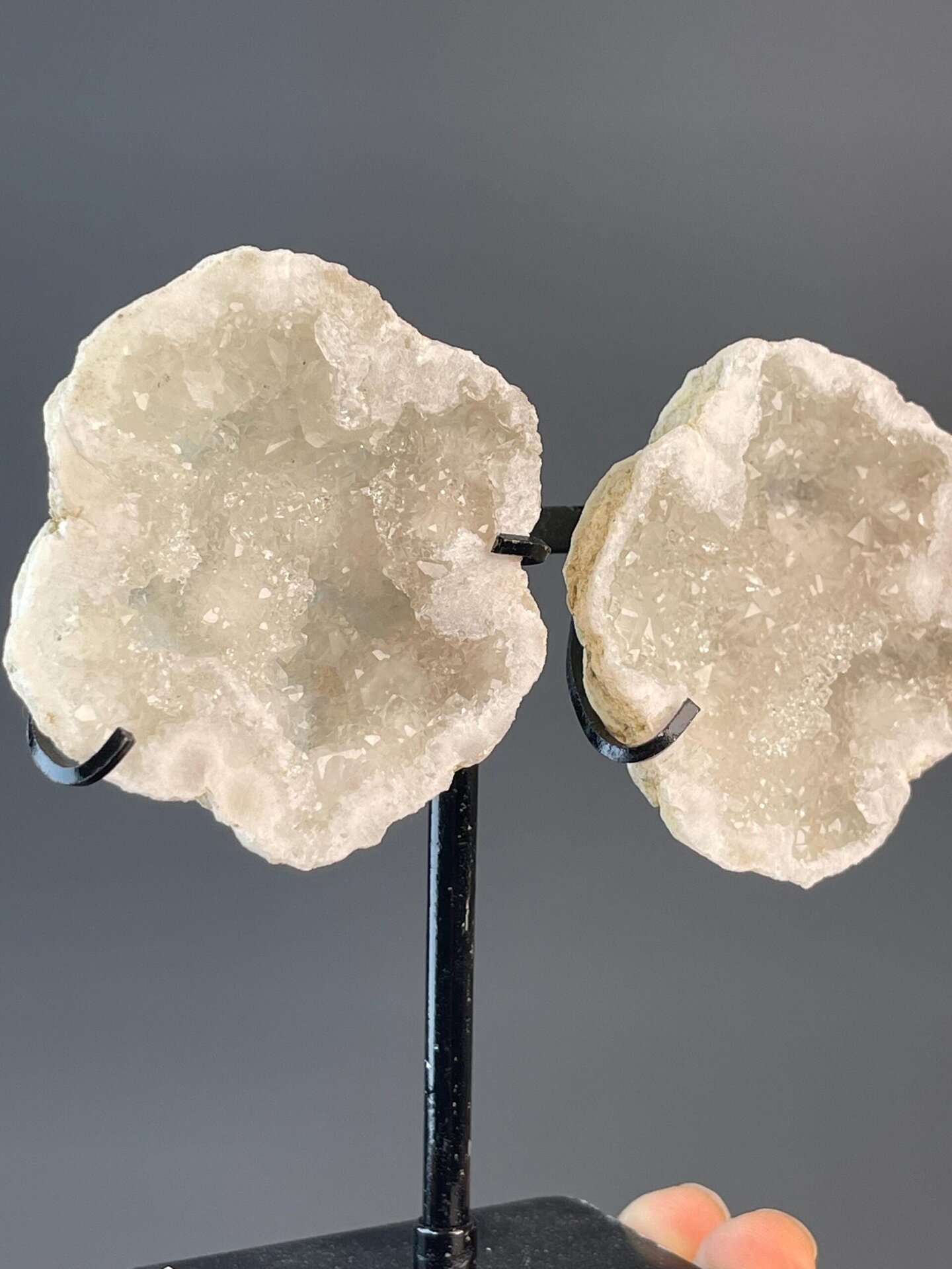 Quartz crystal geode split formation from Brazil