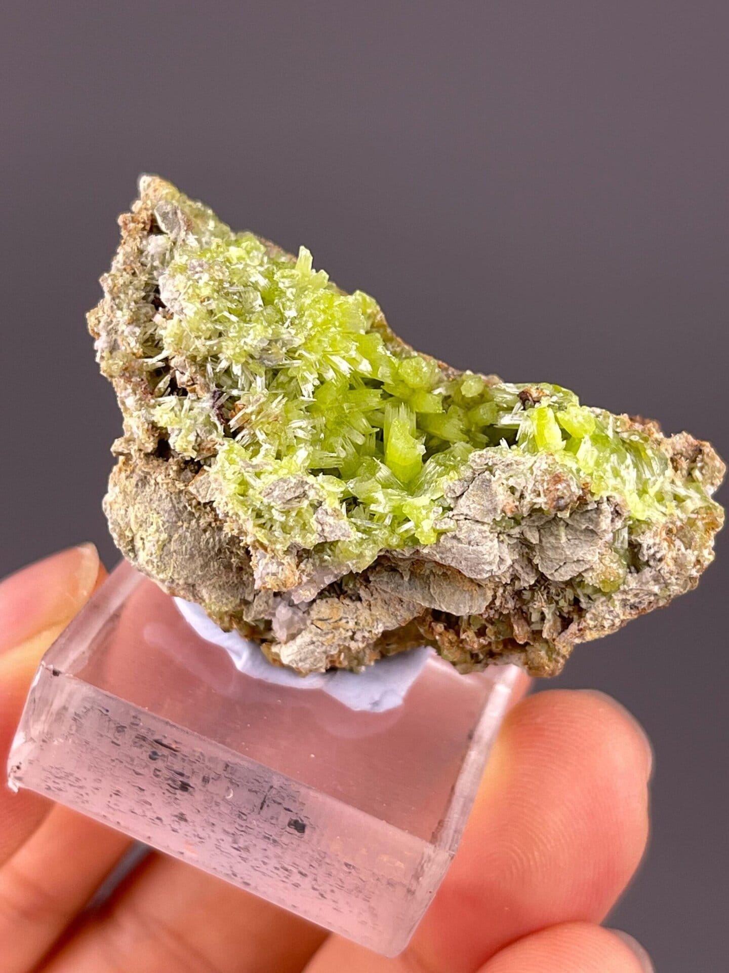 Pyromorphite cluster displaying resinous luster on matrix