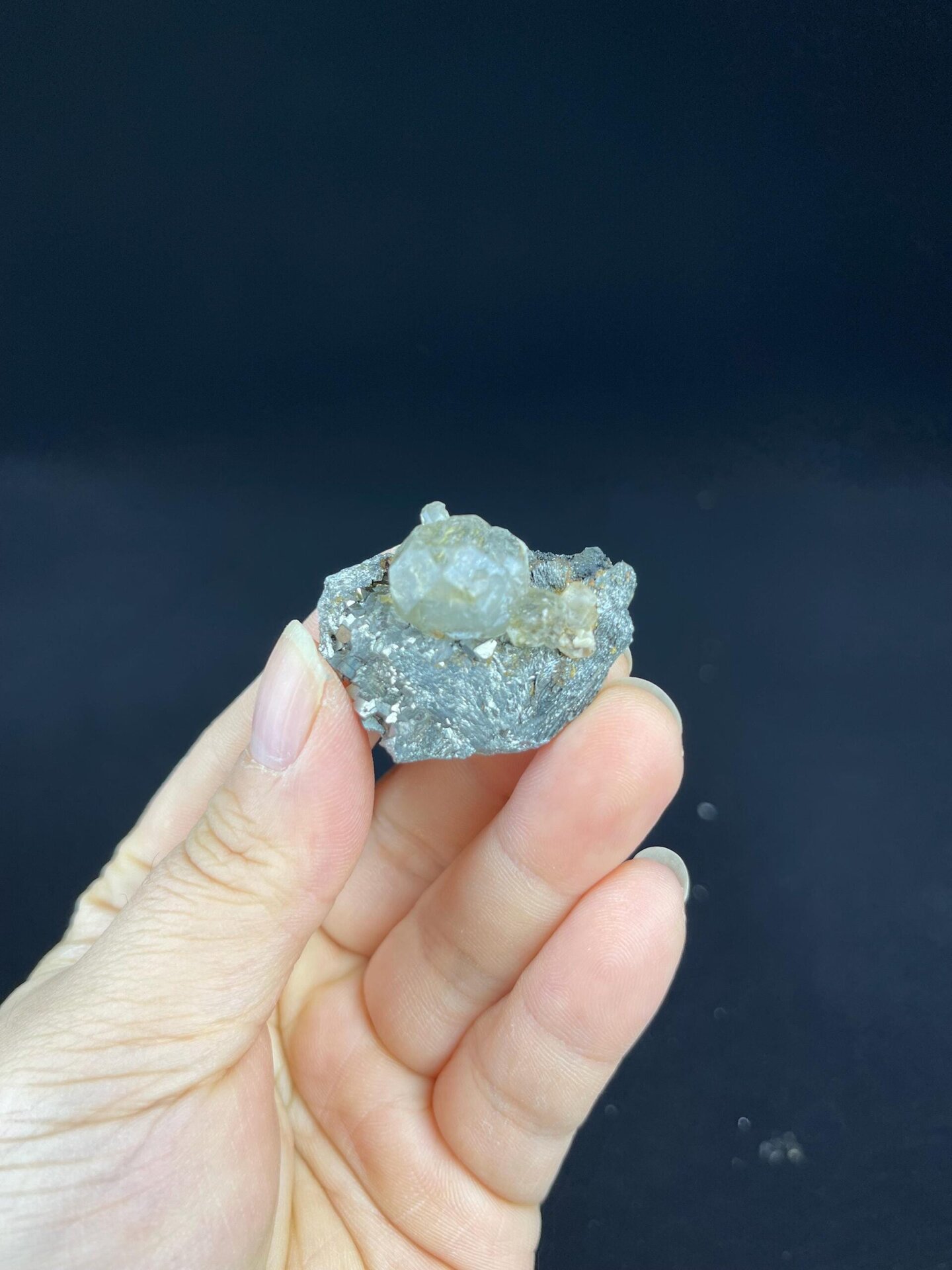 Side view of fluorite sphere on iron matrix, Inner Mongolia