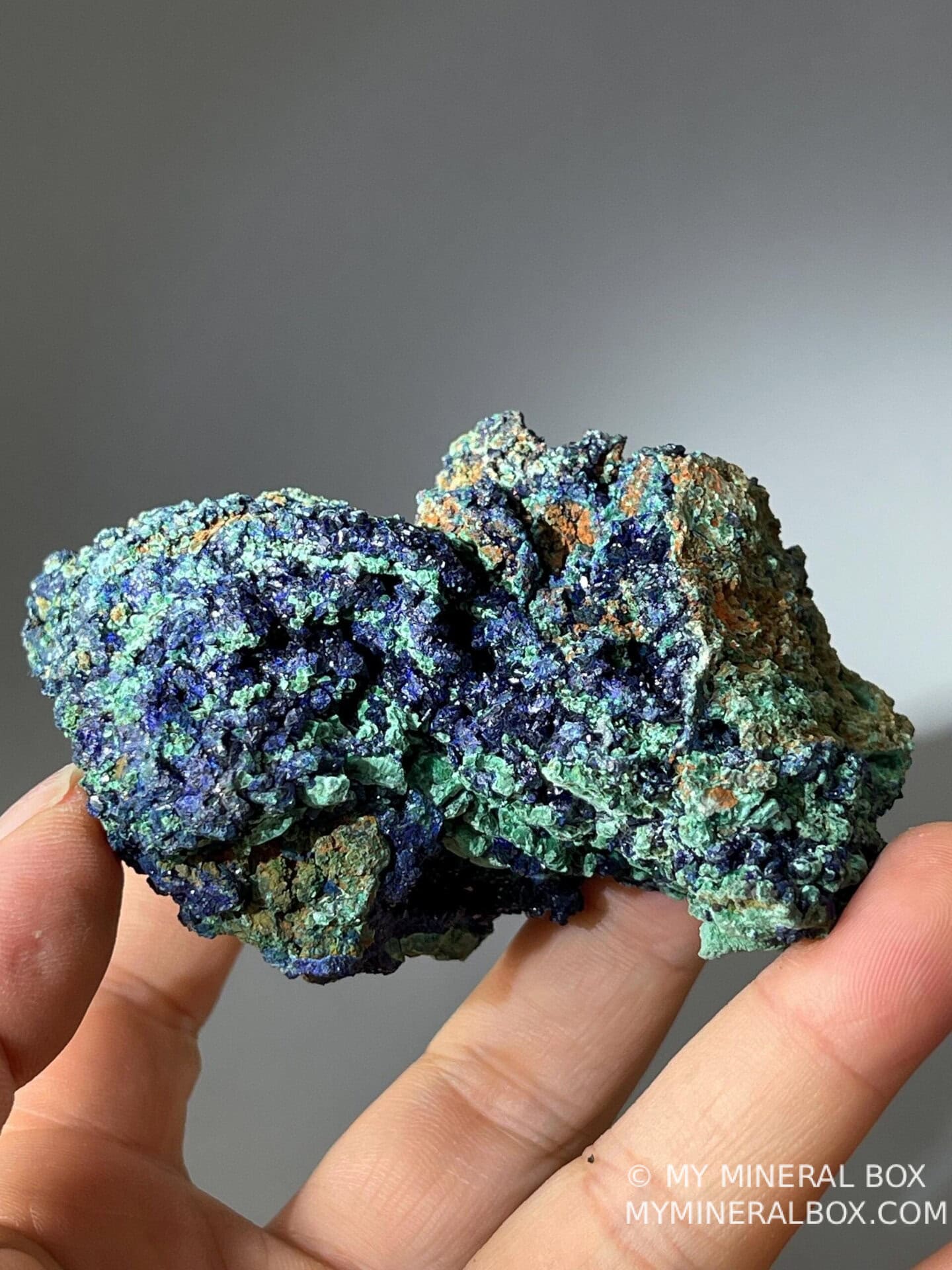 Raw azurite malachite showing natural blue green colors