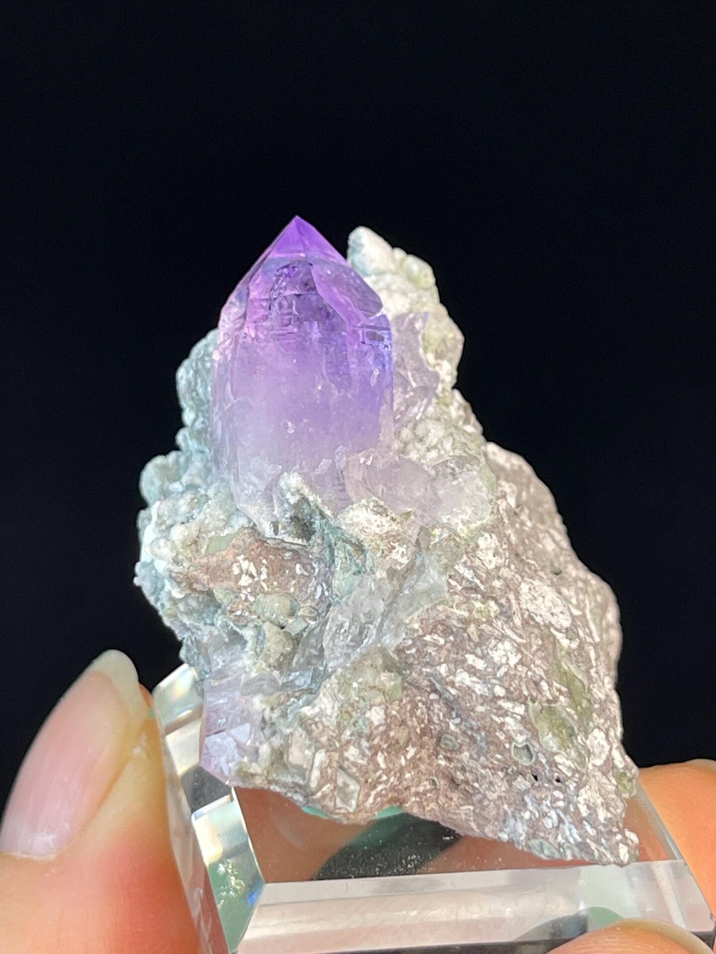 Amethyst quartz cluster with rich purple coloration, Brazil