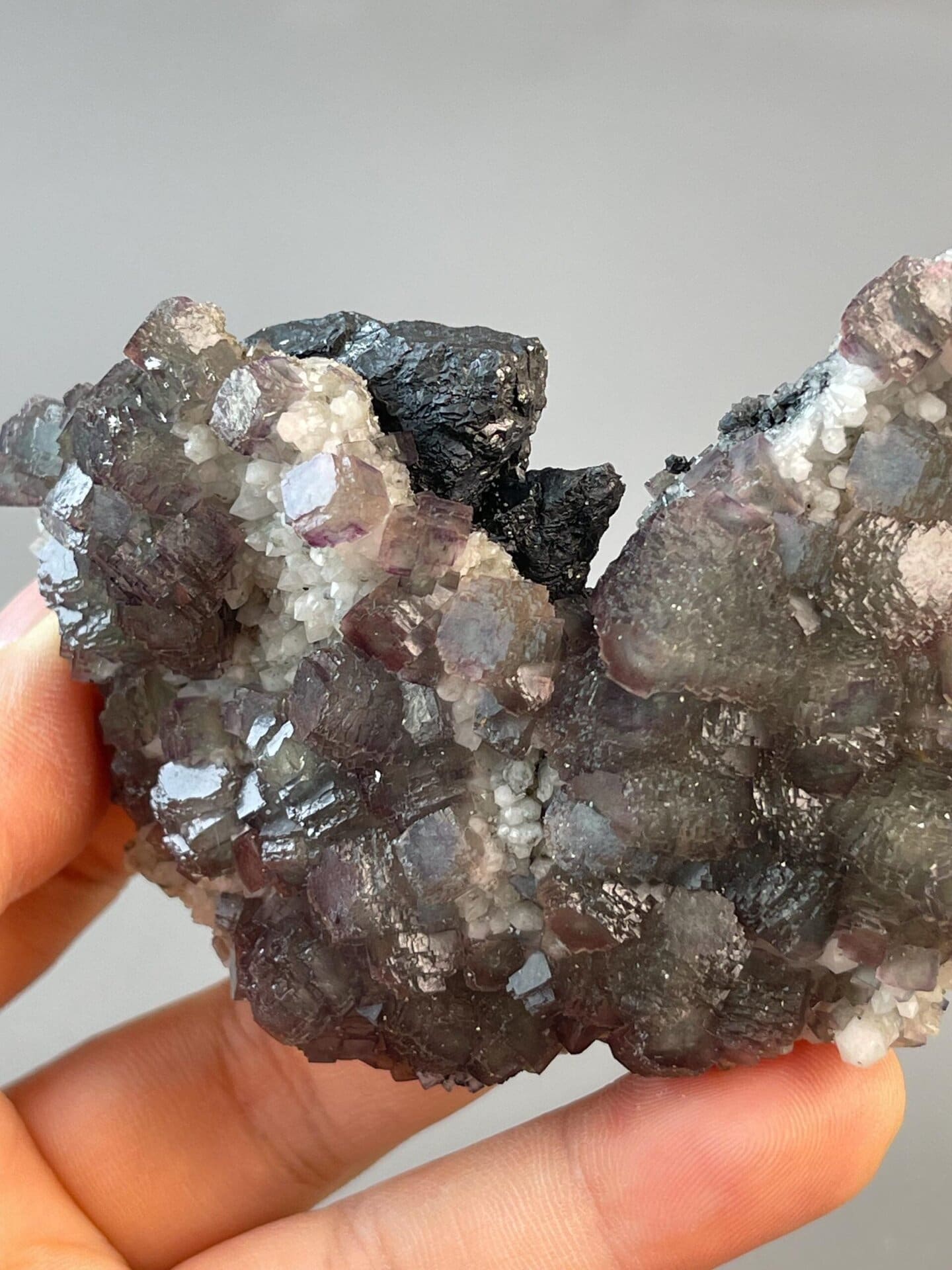 Top view of purple-green phantom fluorite, Inner Mongolia