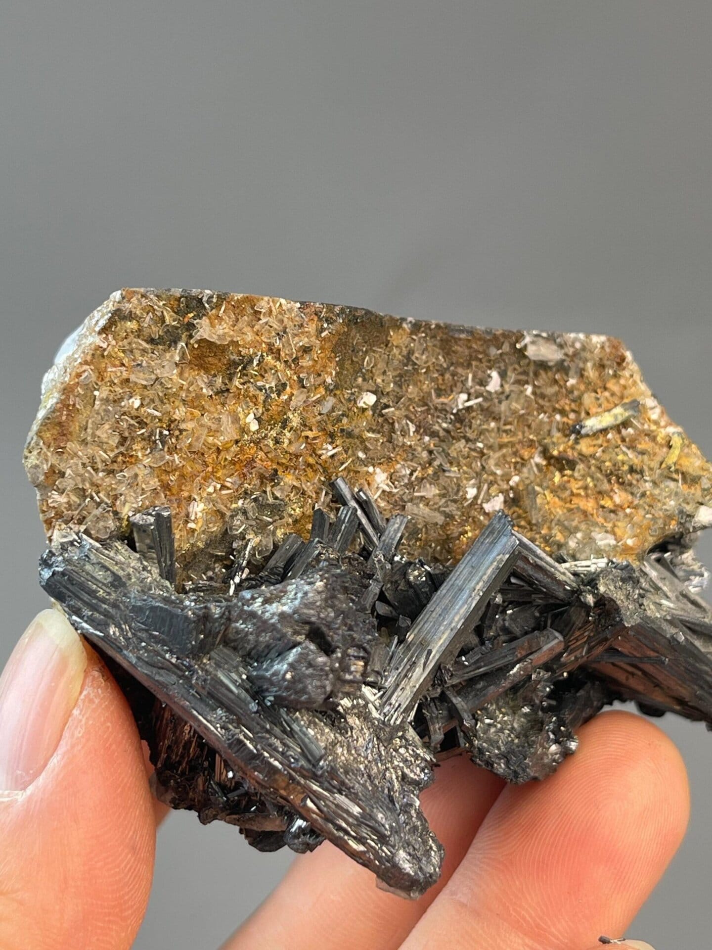 Stibnite cluster displaying characteristic metallic luster