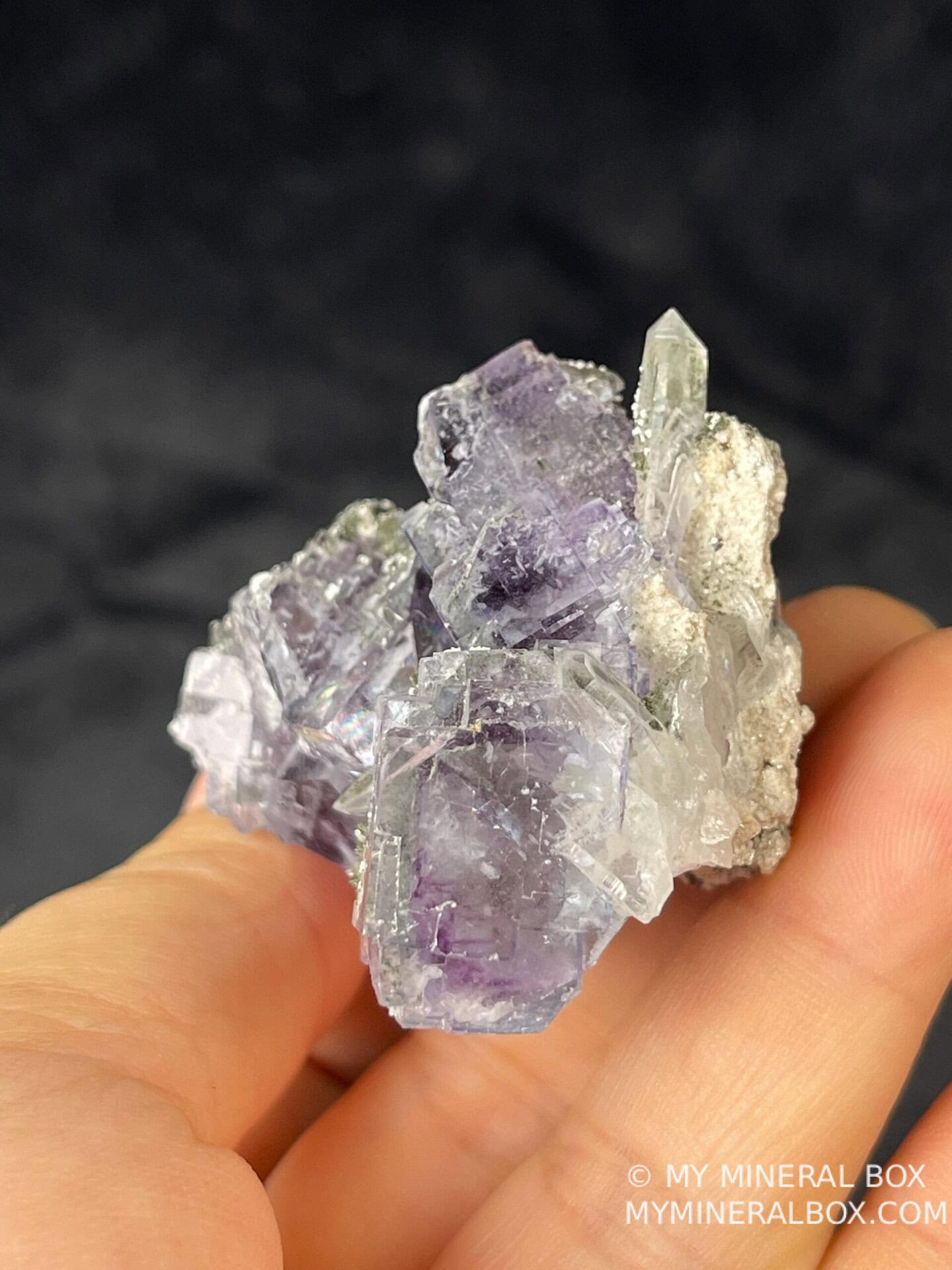 Close-up of purple window inclusion in fluorite, YGX