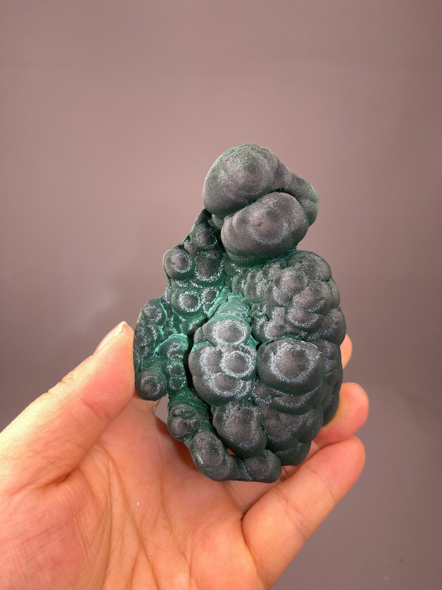Large malachite botryoidal cluster displaying silky luster