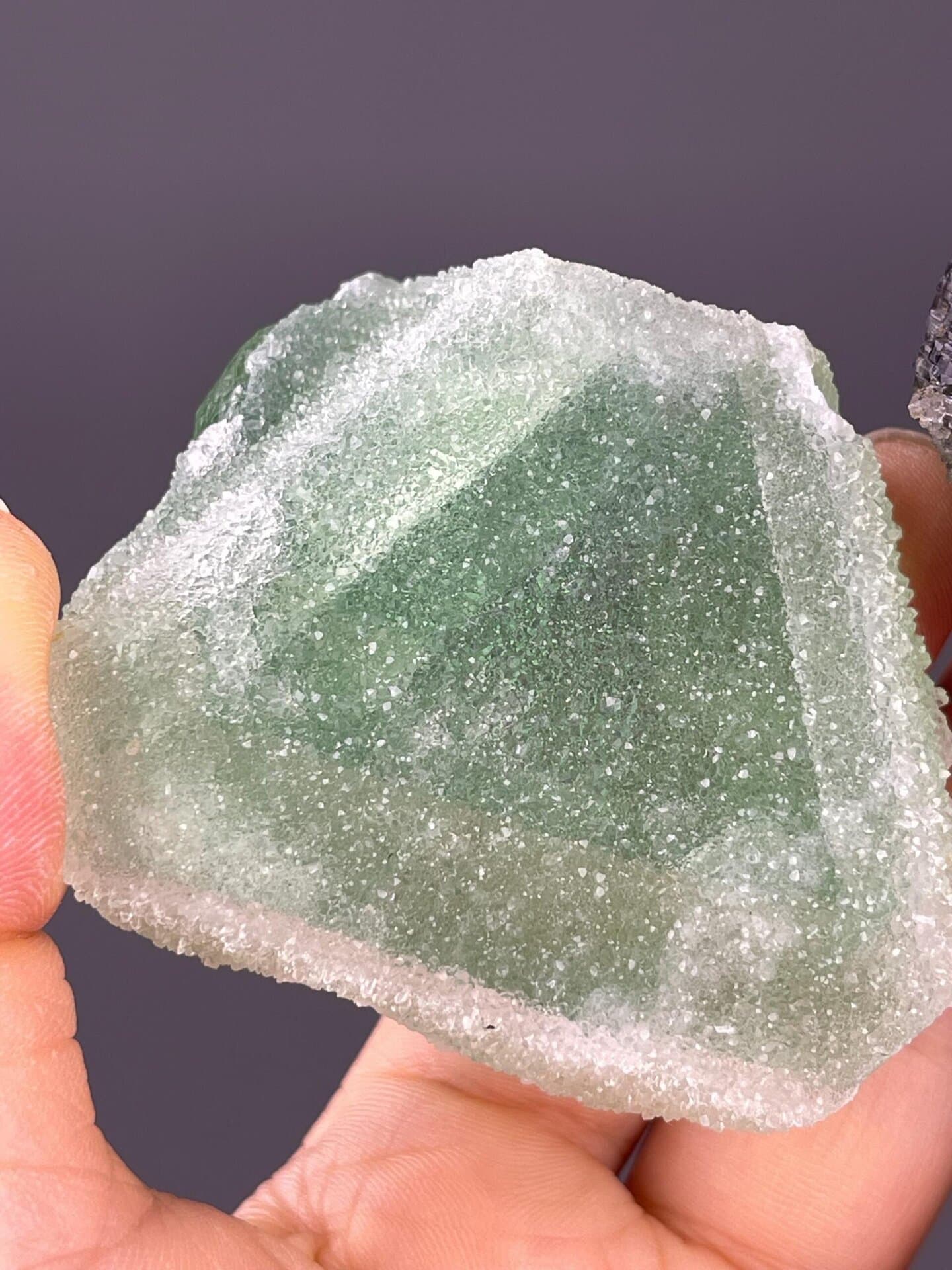 Close-up of druze sugar texture on fluorite crystals