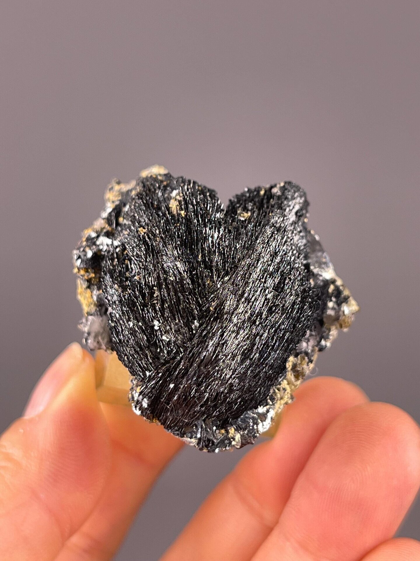 Brilliant metallic sheen of specular hematite from Inner Mongolia
