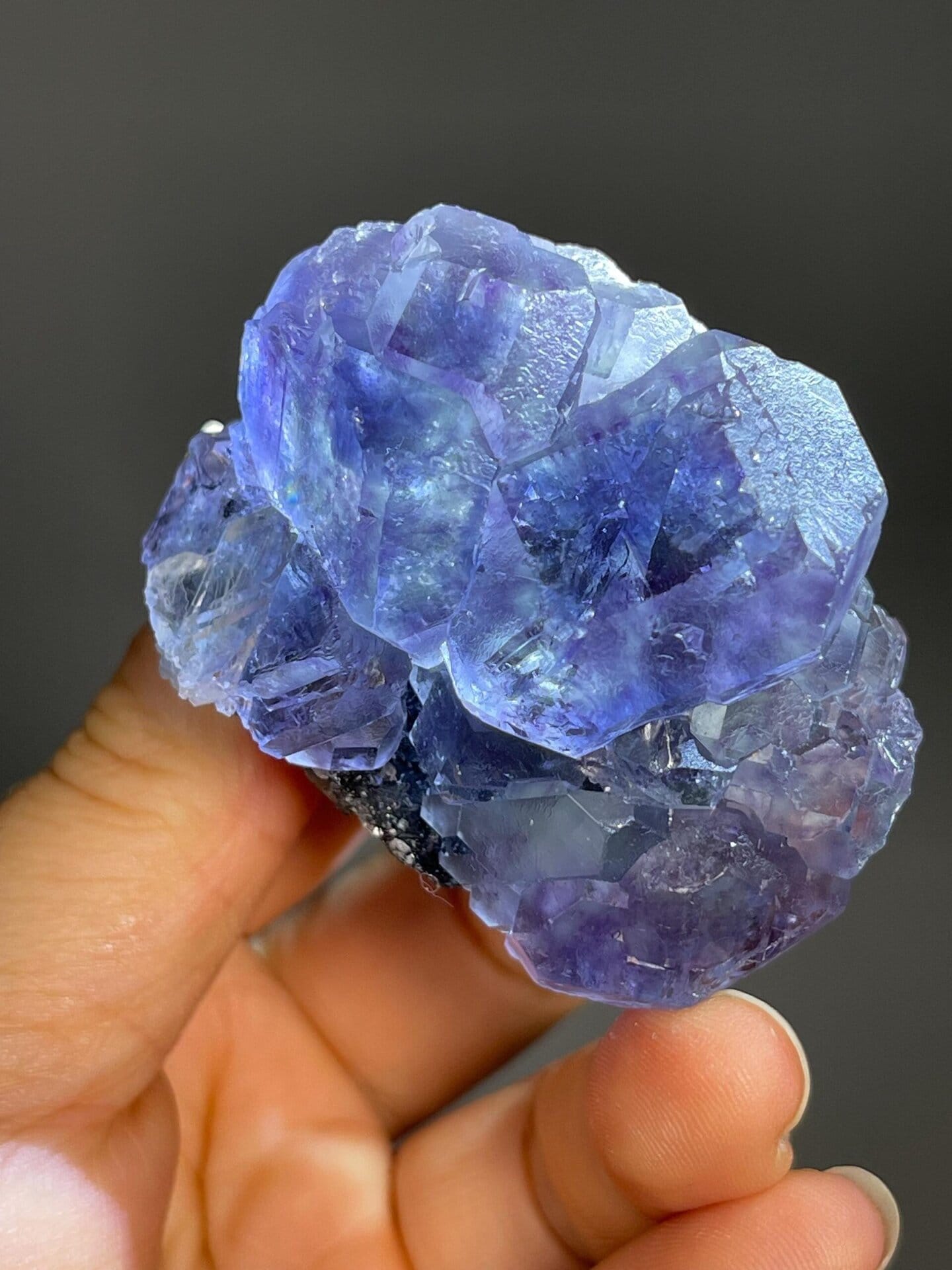 Cubic fluorite with internal purple green phantom formation