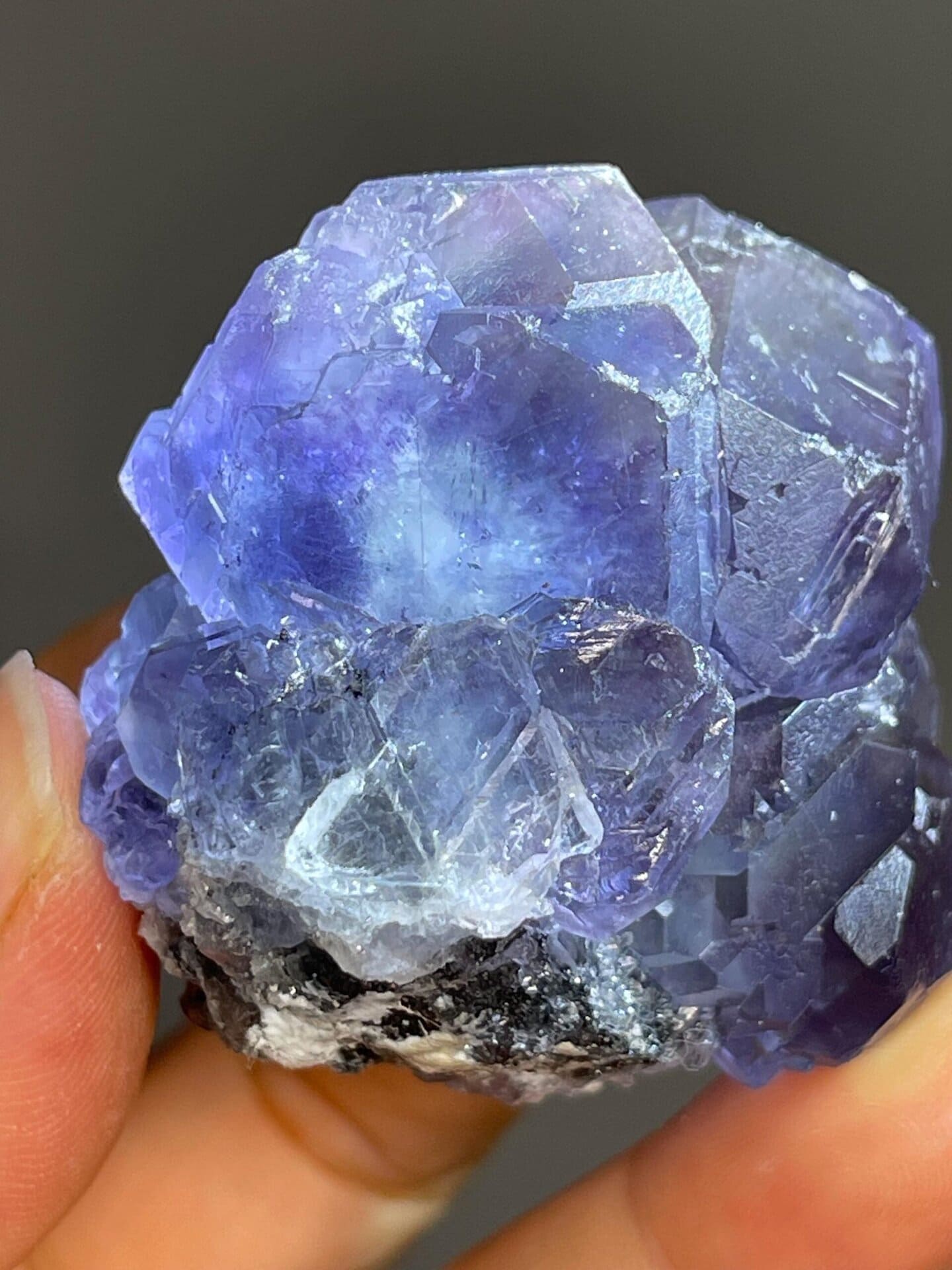 Scale view of 2.15x1.34x1.8 in phantom fluorite cluster