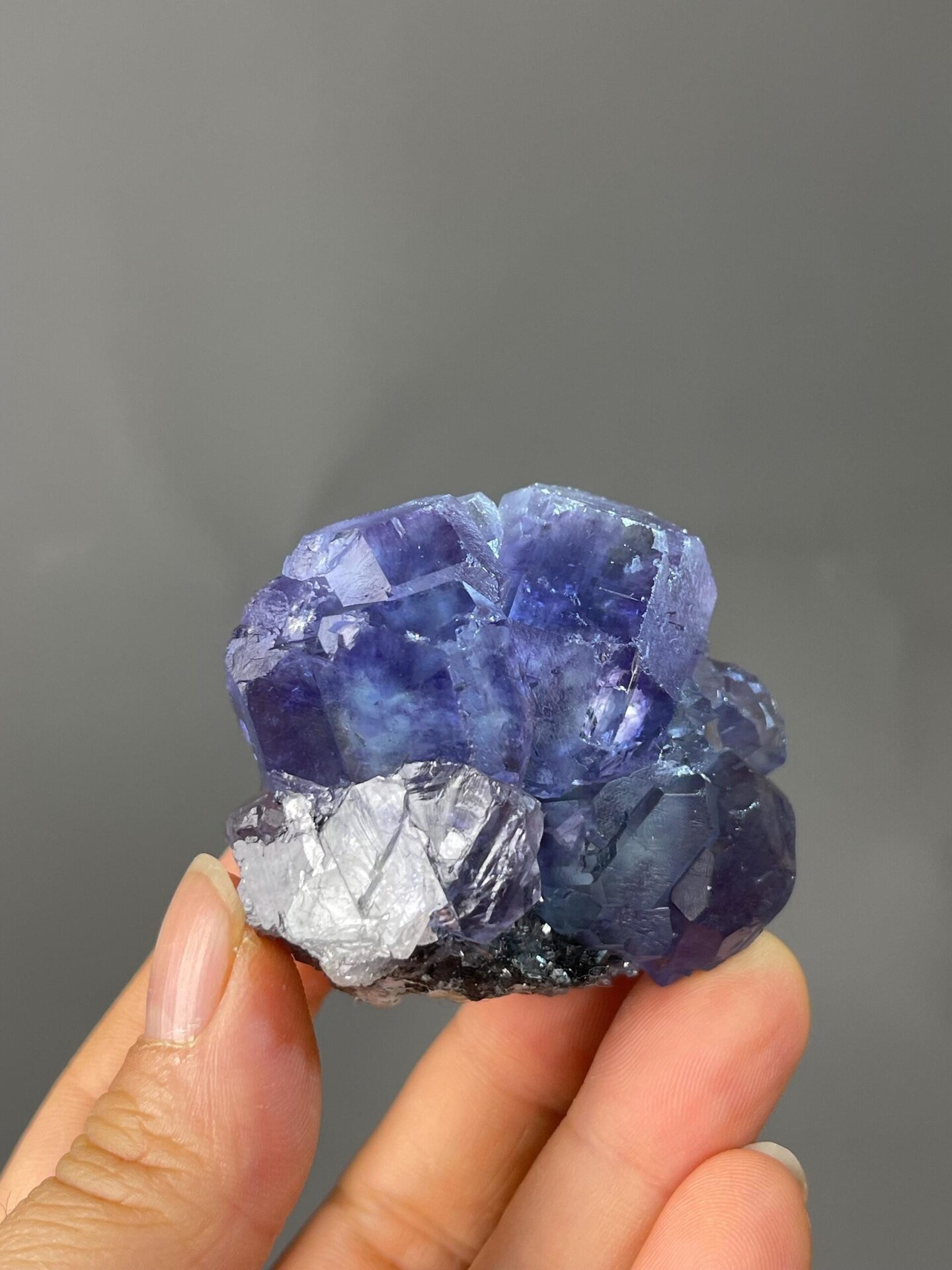 Top view of purple-green phantom fluorite, Fujian, China