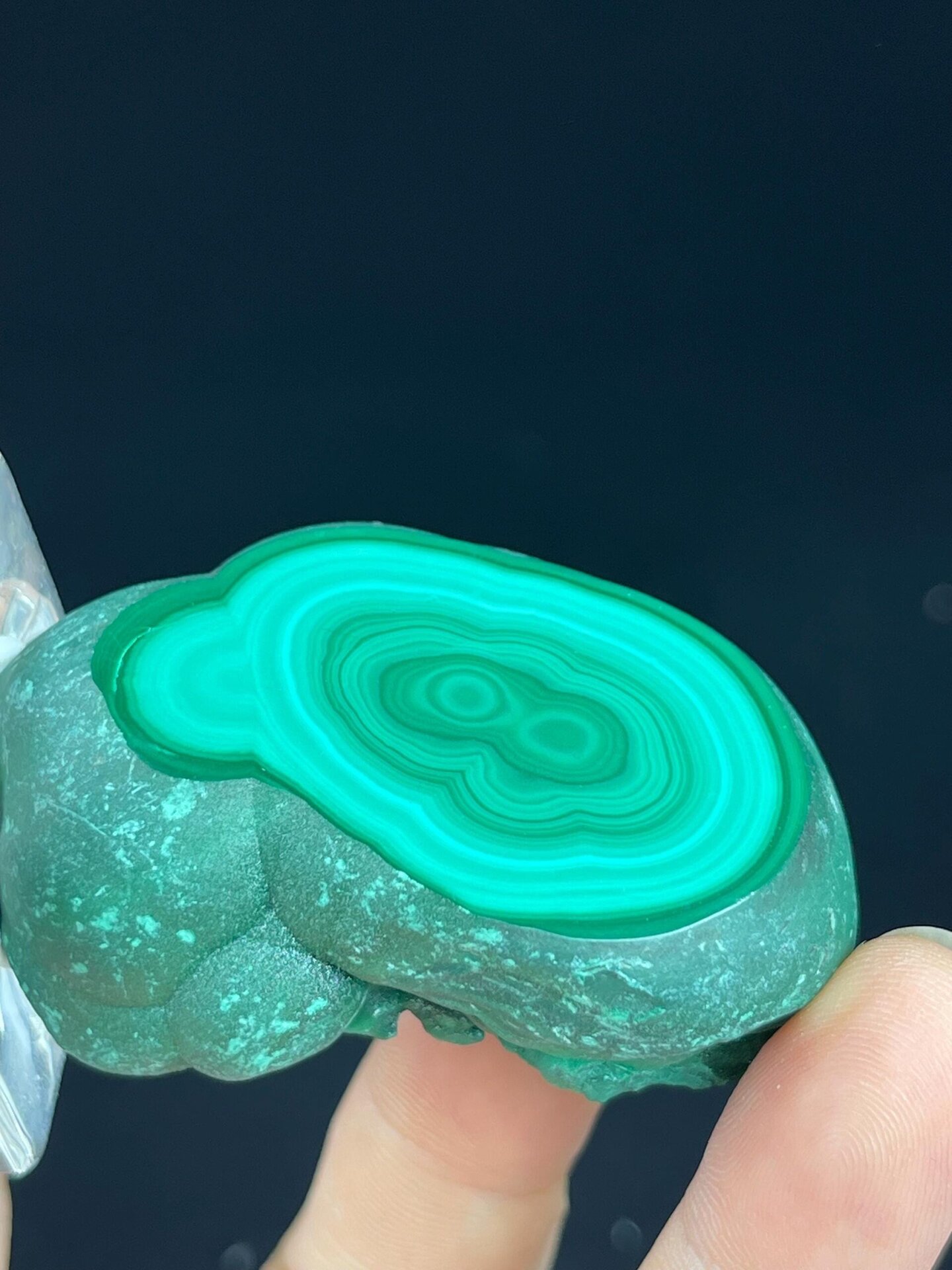 Congo malachite specimen displaying silky luster