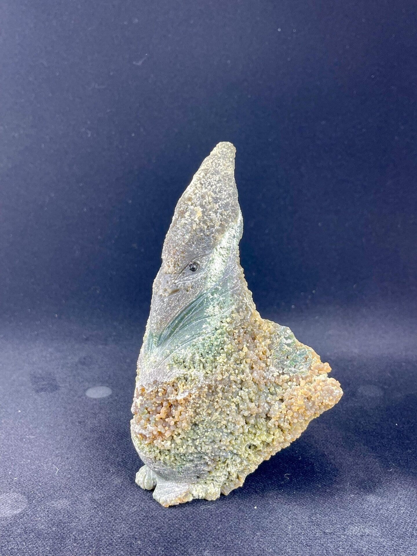 Pterosaur carving from Indonesian botryoidal grape agate