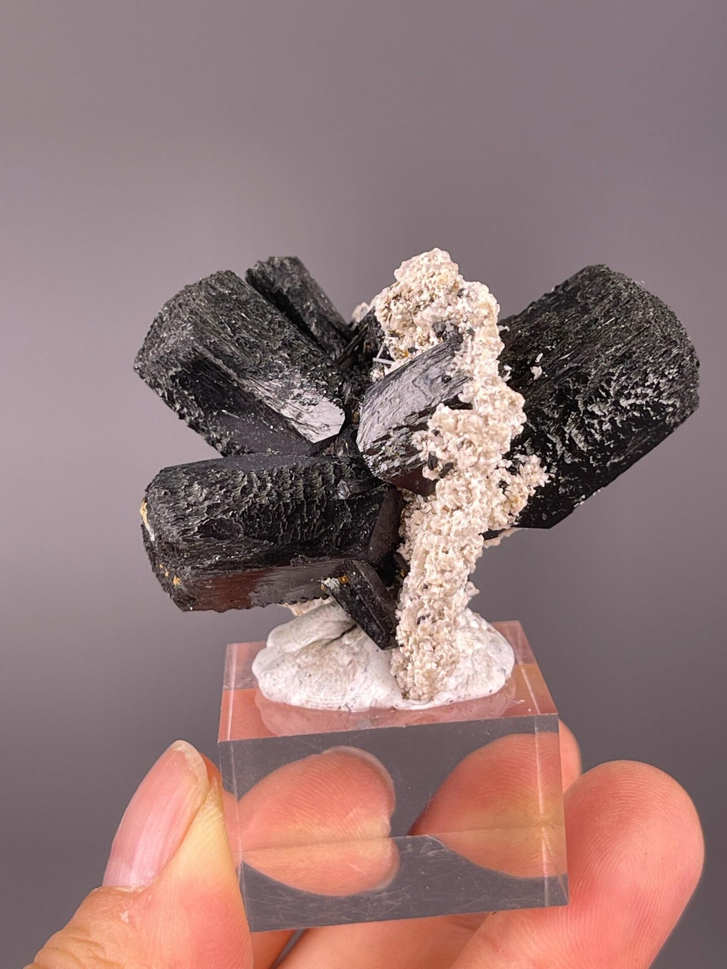 Black tourmaline schorl displaying vitreous luster