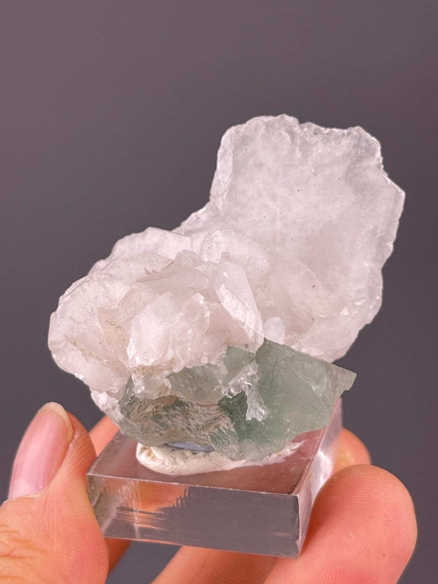 Green fluorite with calcite from Fujian, China