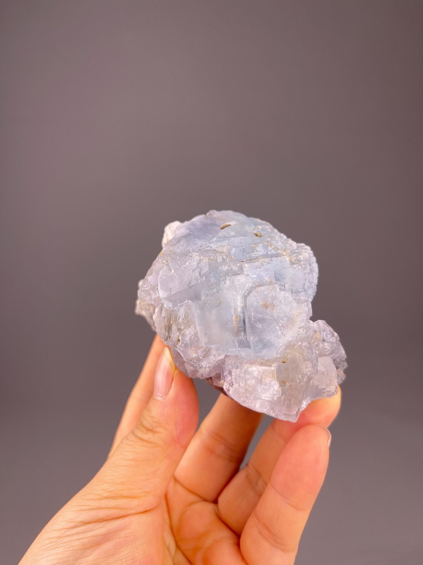 Translucent blue fluorite cubic crystals from Shangbao Mine