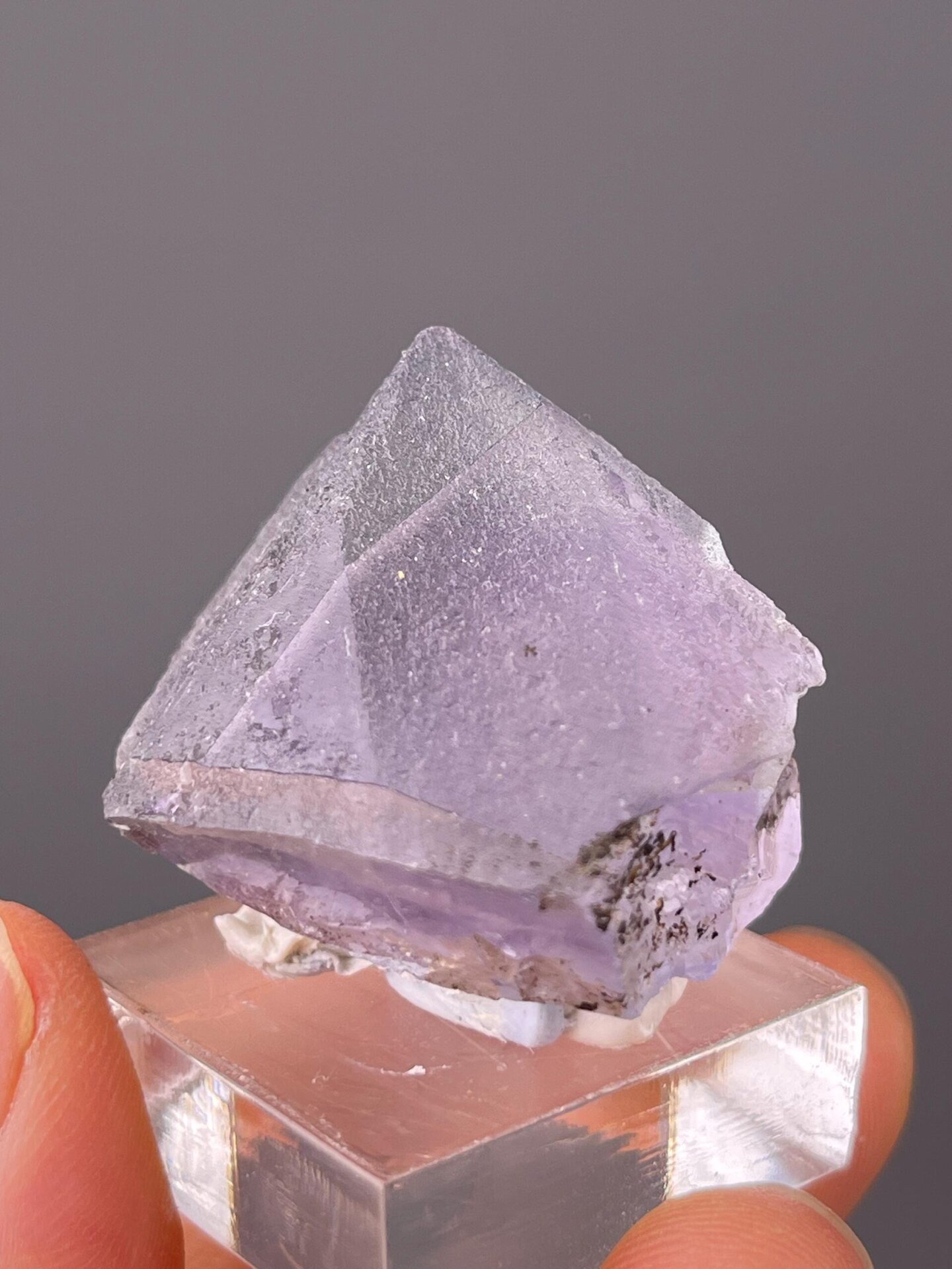 Octahedral fluorite measuring 1.5×1.2×1.1 inches