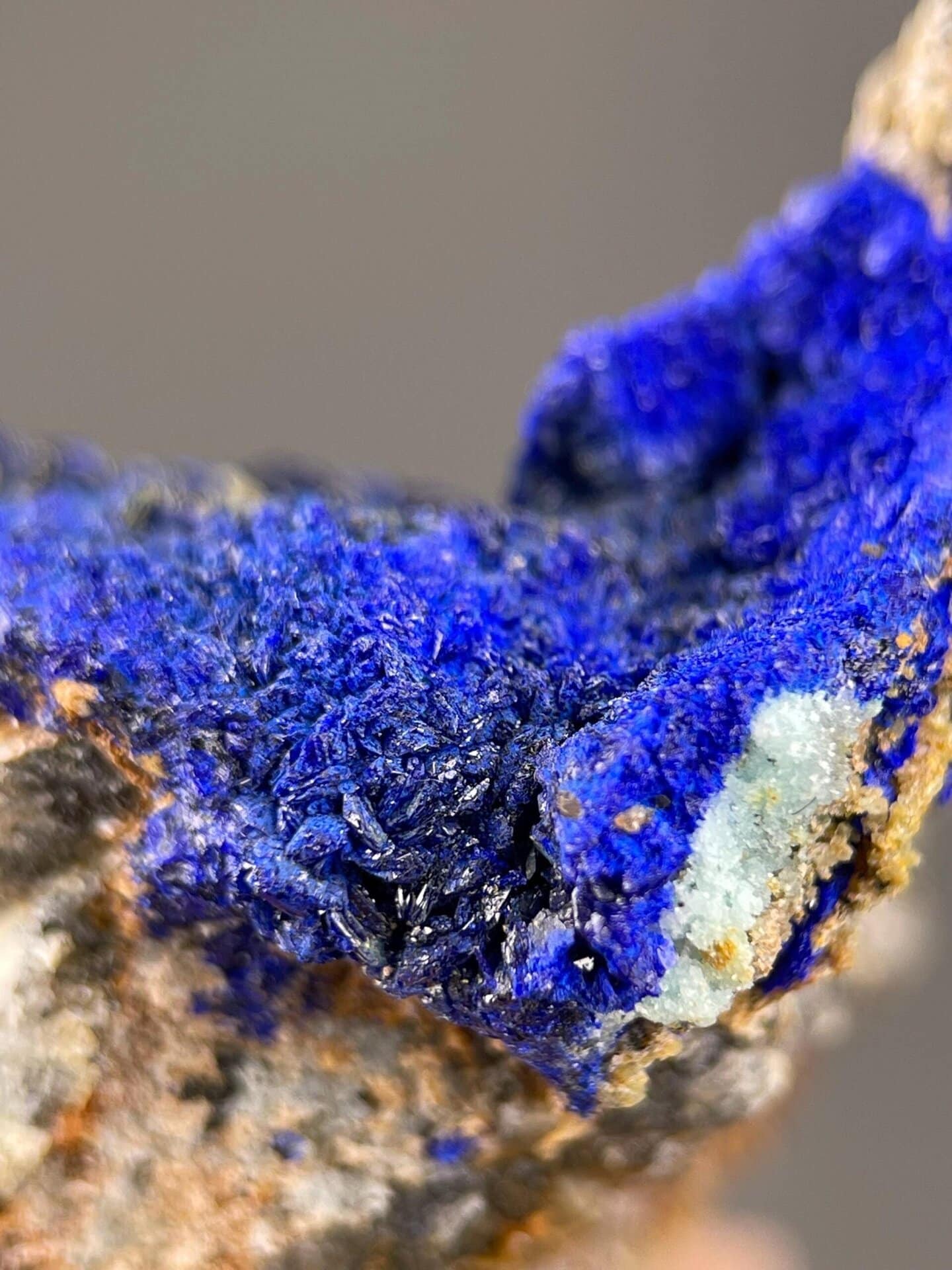 Copper mineral azurite with deep azure blue color