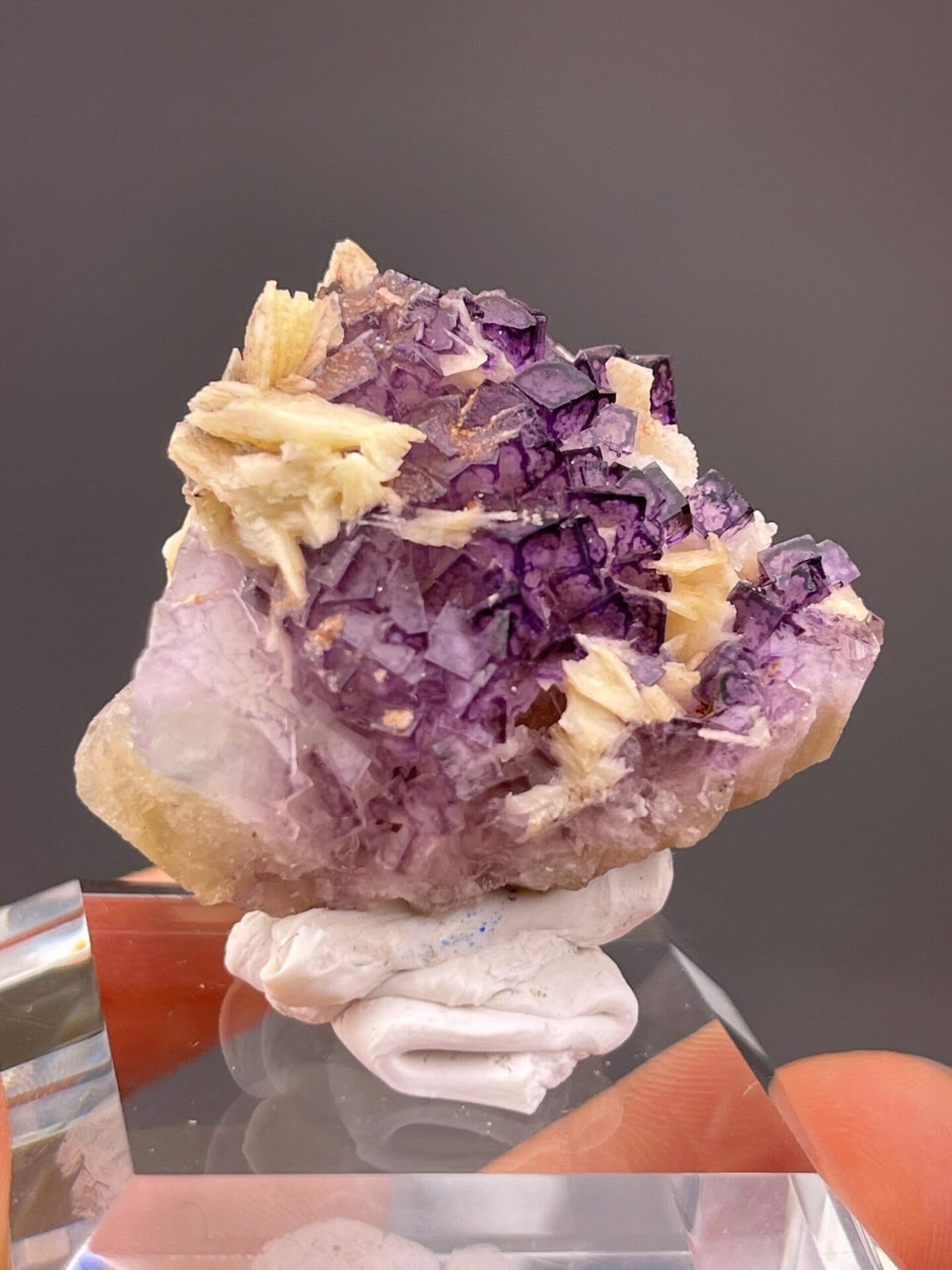 Purple fluorite cluster from Guizhou Province, China