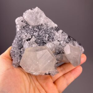 Calcite and Quartz Cluster - Exquisite Mercedes Benz Crystal - Fujian, China - Ideal for Collectors