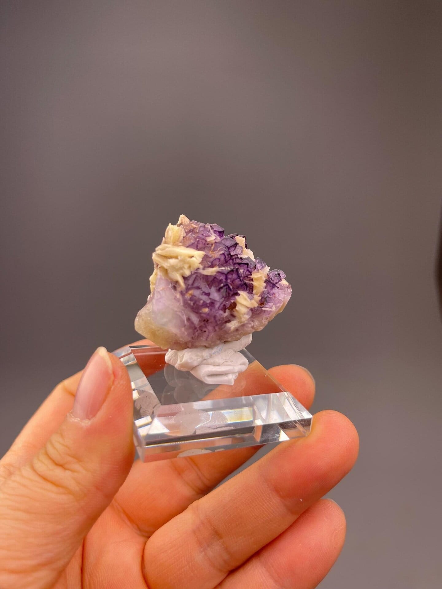 Intricate purple fluorite cluster with multiple crystal generations