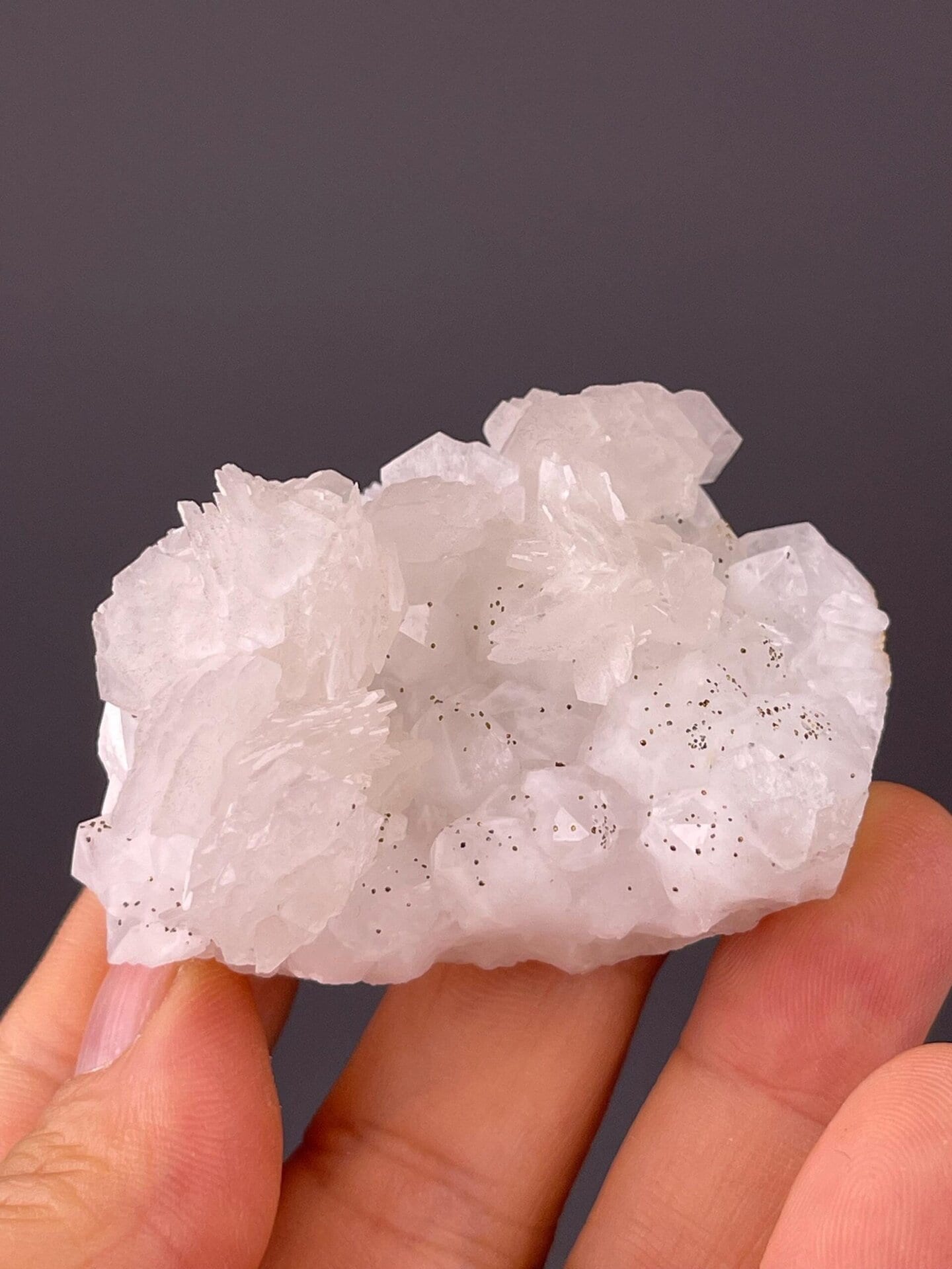 White quartz cluster with metallic pyrite inclusions