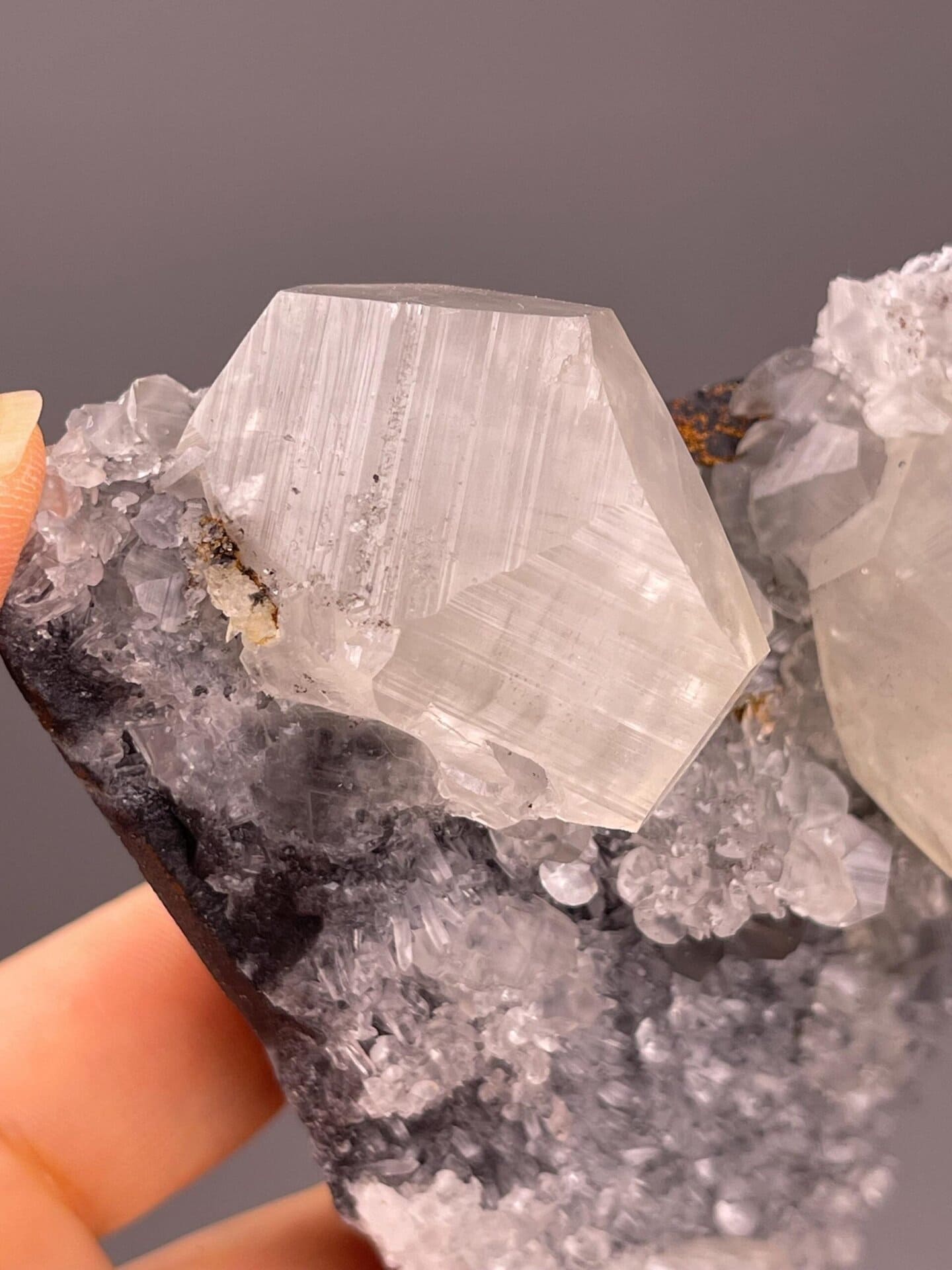 Collector calcite specimen with complex crystal geometry