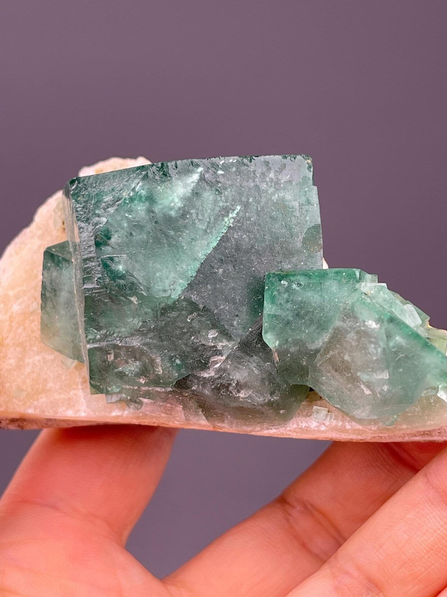 Close-up of vivid green fluorite cube Madagascar