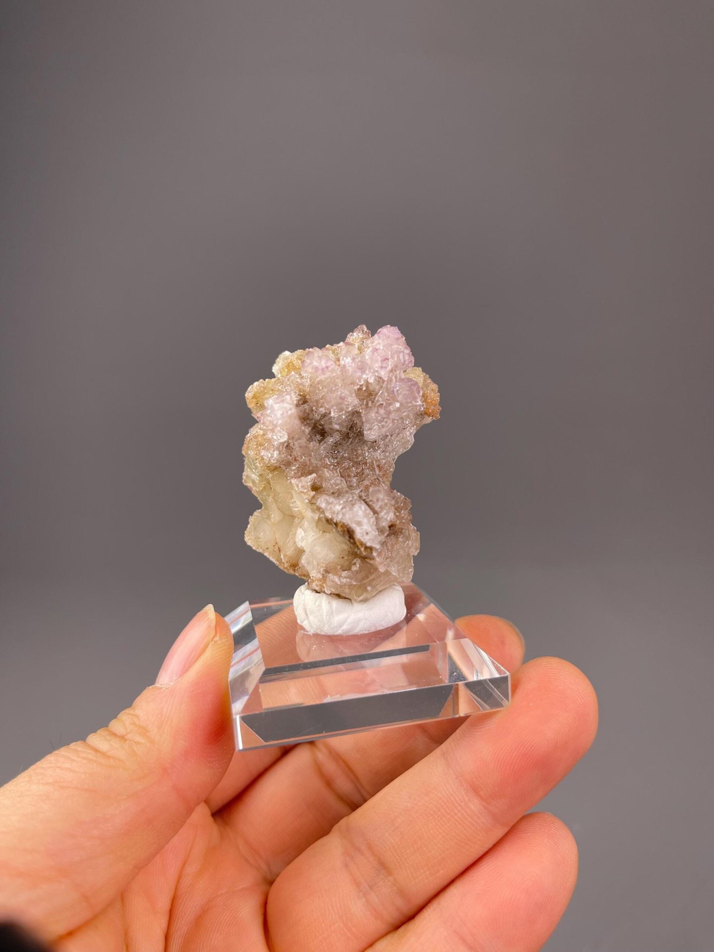 Pale lavender fluorite crystal with etched surface detail