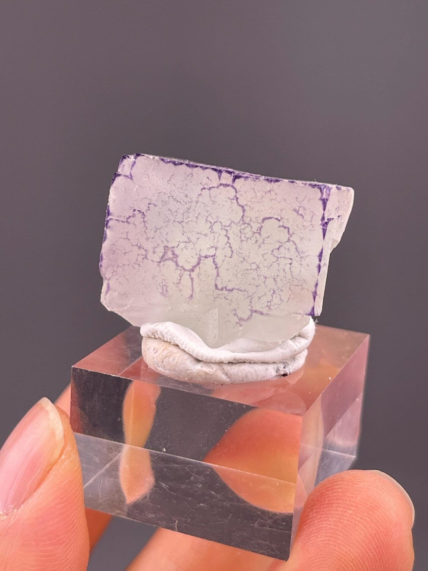 Purple color zone detail in fluorite crystal Guizhou