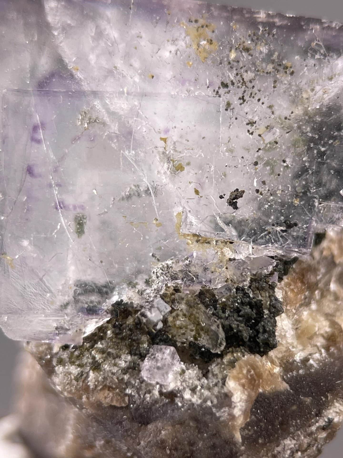 Phantom zone detail inside fluorite crystal