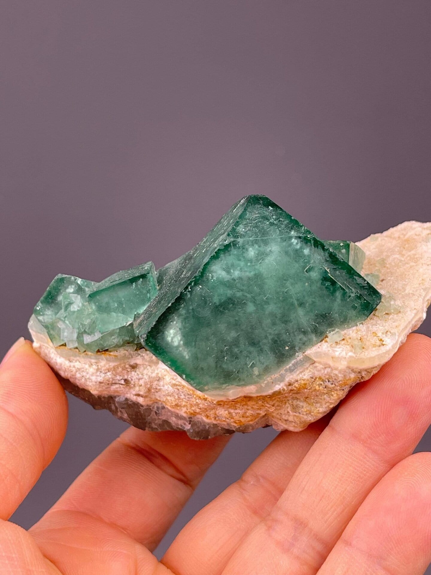 Full view of green fluorite cube Madagascar