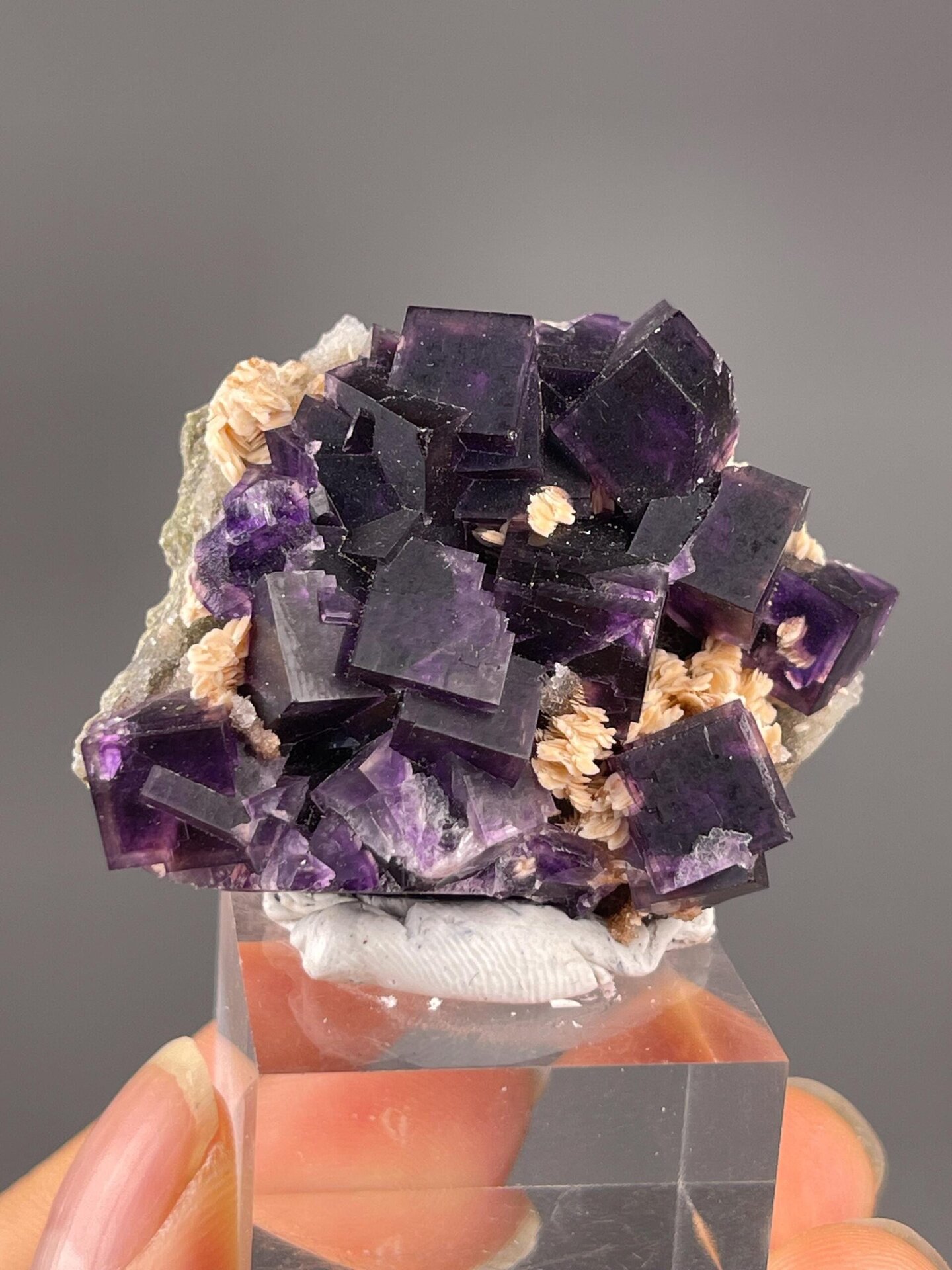 Purple fluorite with white calcite matrix from Anhui China