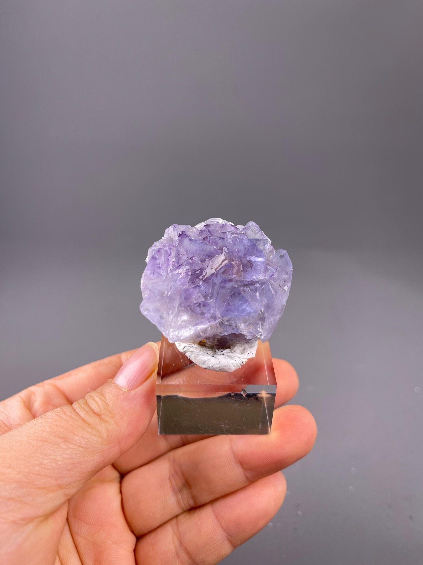Close-up of interpenetrating fluorite twin pair