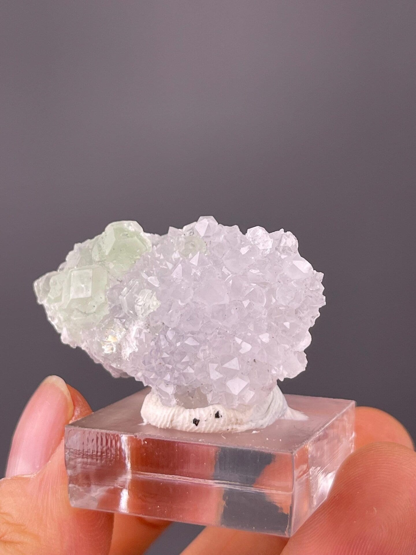 Side view of green fluorite quartz Fujian specimen