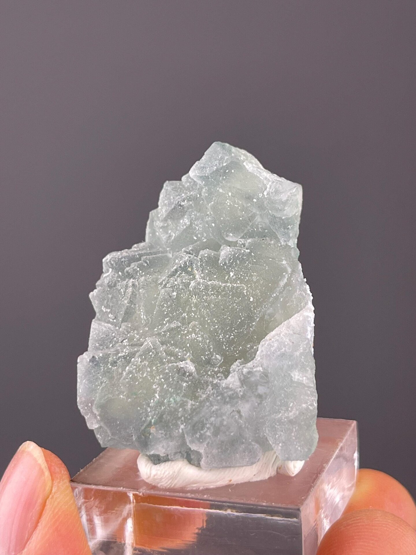 Top view of green fluorite with microcrystalline texture