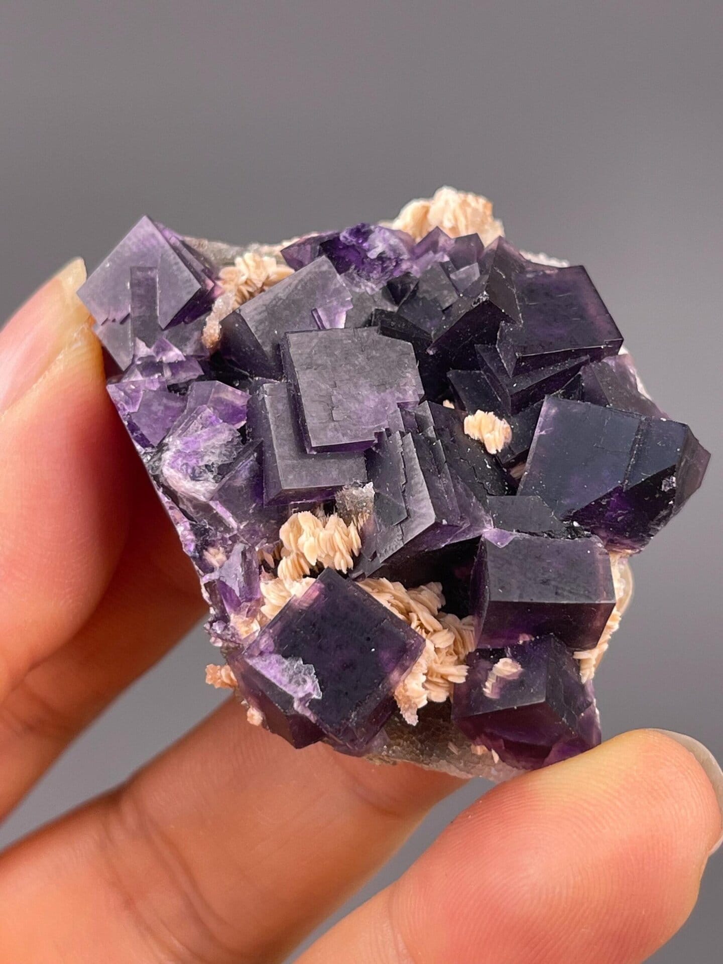 Full view of purple fluorite calcite Anhui specimen