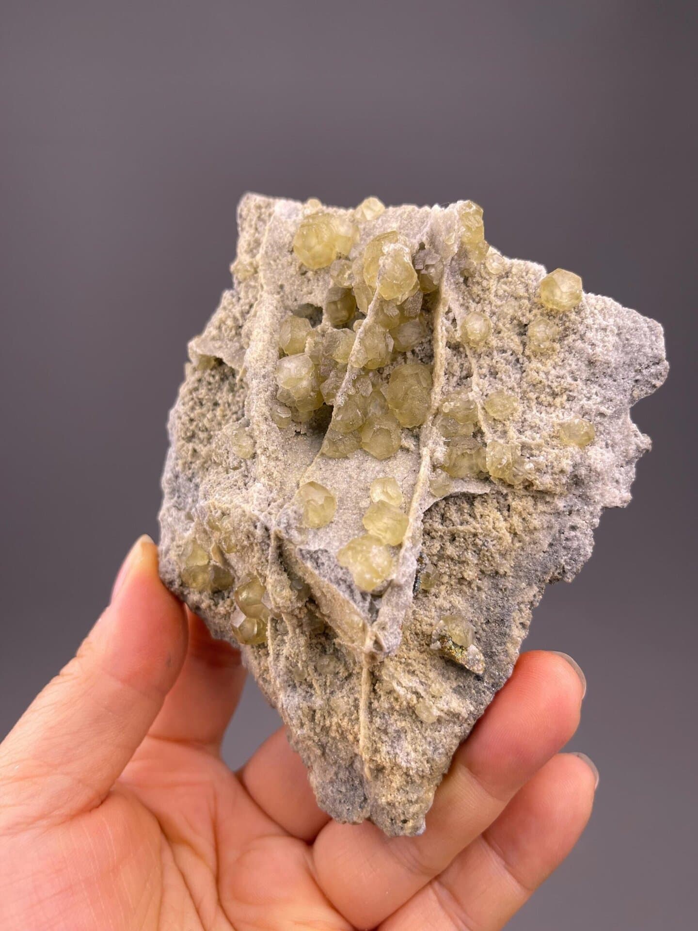 Full view of yellow calcite cluster Fujian